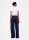 Pantaloni blu palazzo in misto cotone_2