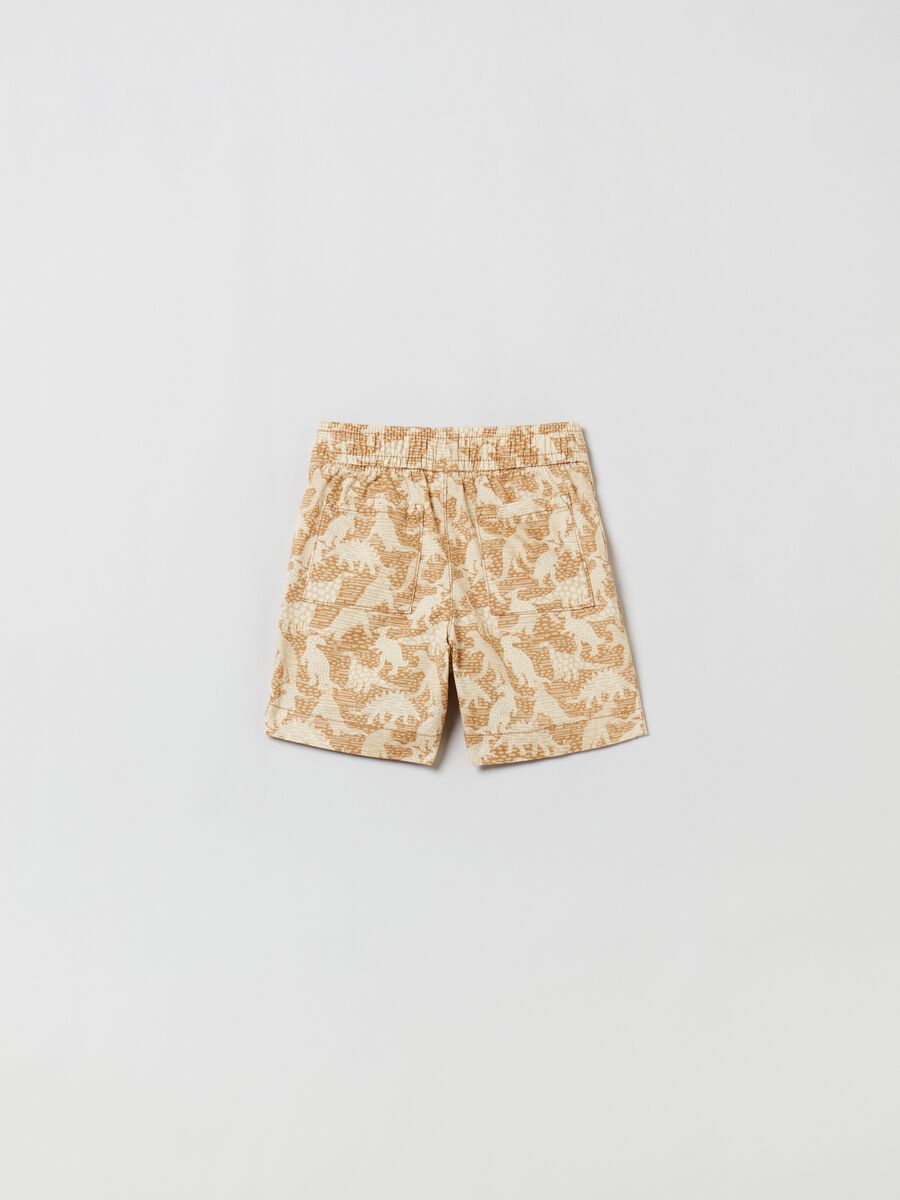Bermuda shorts with drawstring and dinosaur print Toddler Boy_1