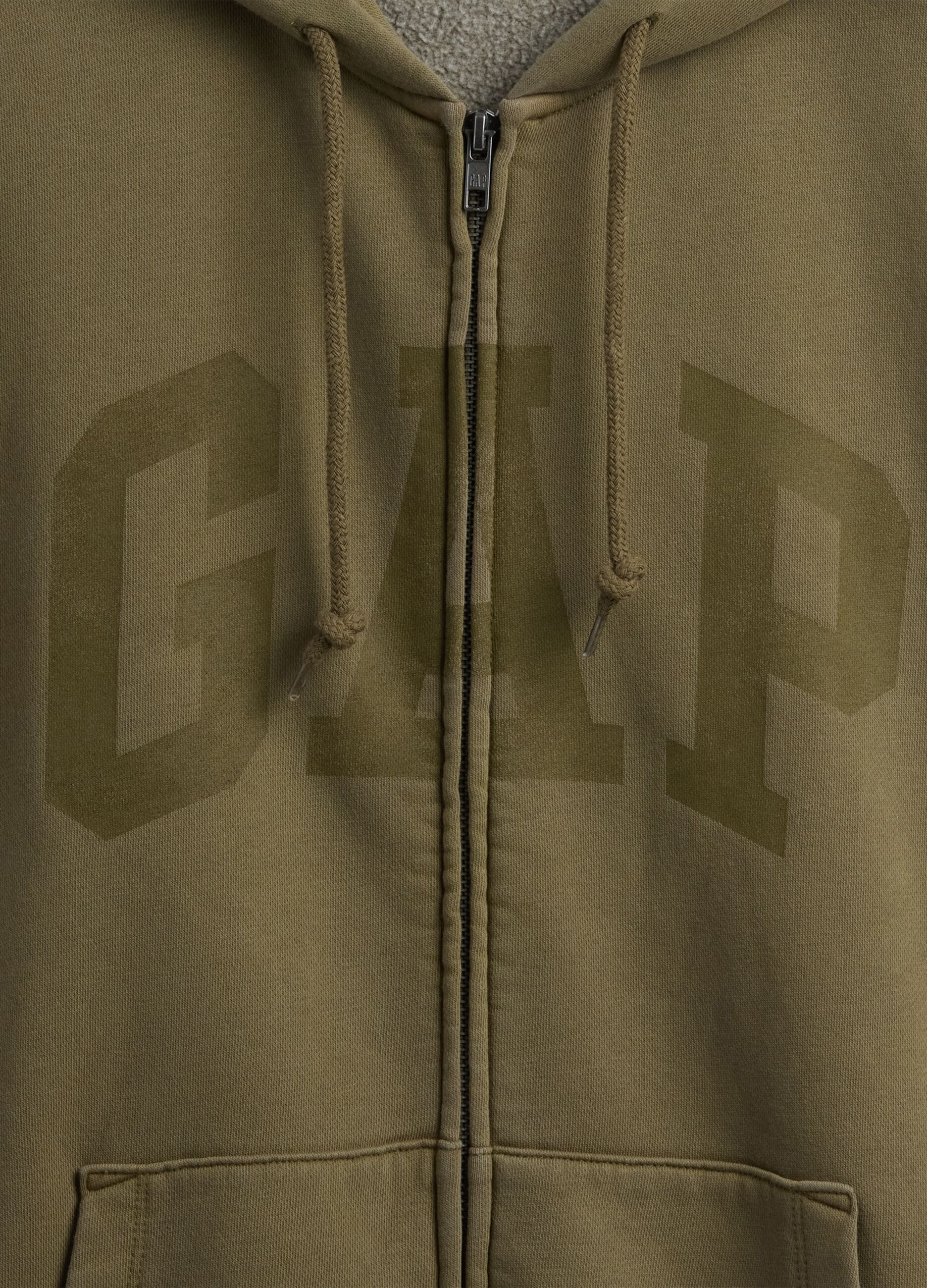 Felpa verde con zip in misto cotone_6