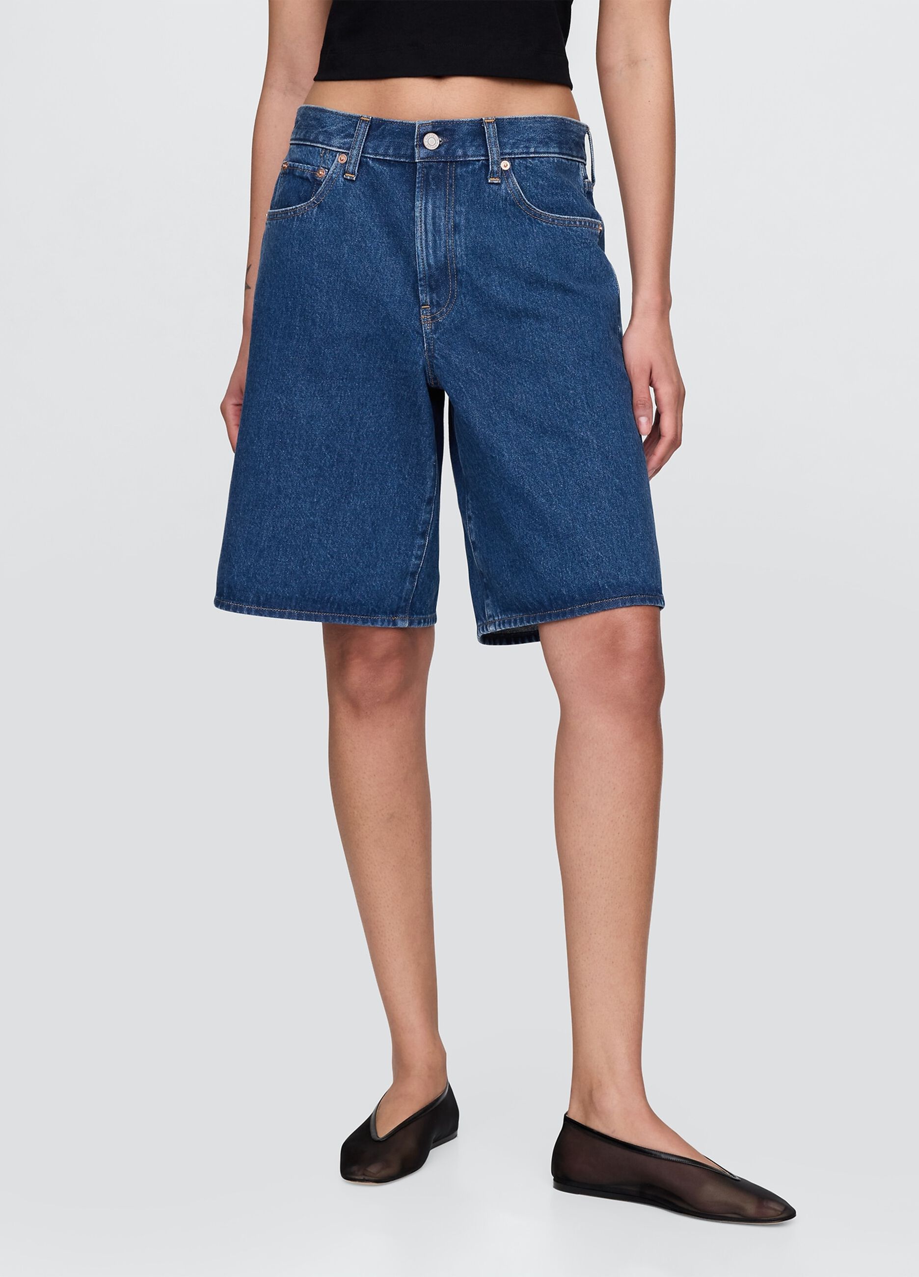 Pantaloncini in denim blu_1