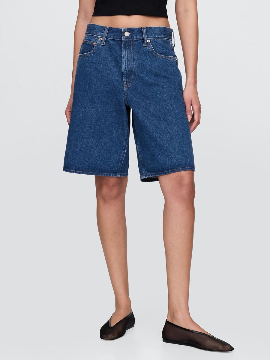 Pantaloncini in denim blu Donna_1