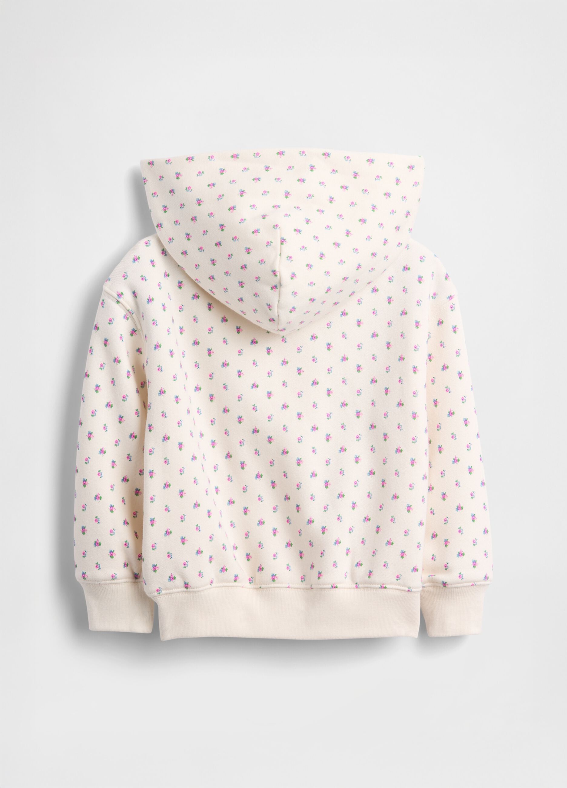 Felpa bianca con cappuccio e stampa floreale_1