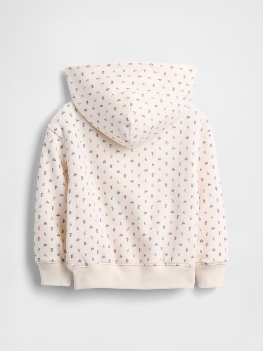 Felpa bianca con cappuccio e stampa floreale Neonato_1