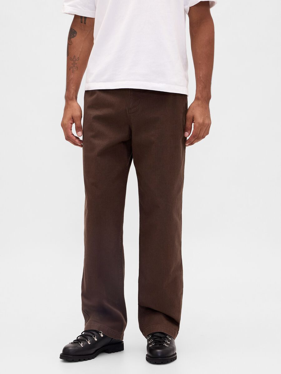 Pantaloni marroni in cotone Uomo_1