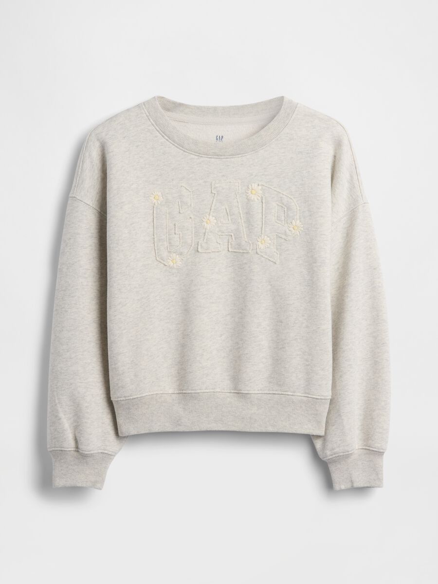 Felpa girocollo in misto cotone con logo GAP Bambina_3