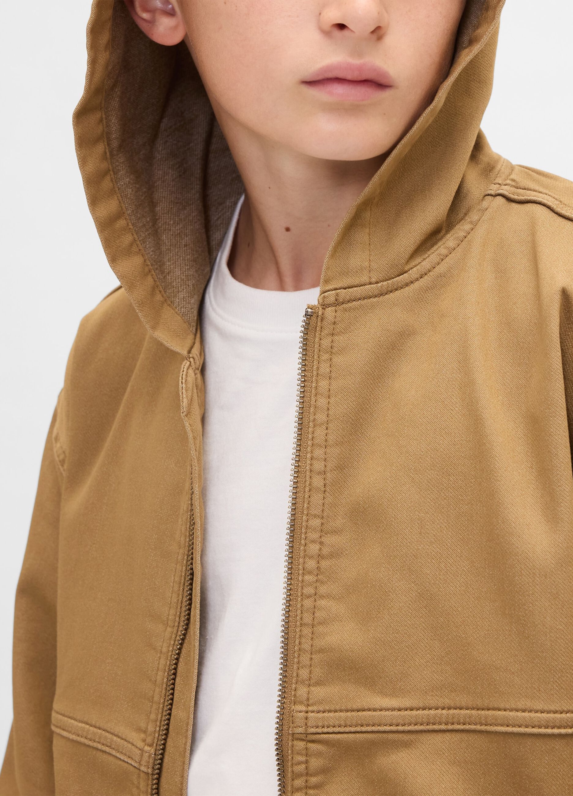 Brown Hooded Cotton Blend Jacket_2