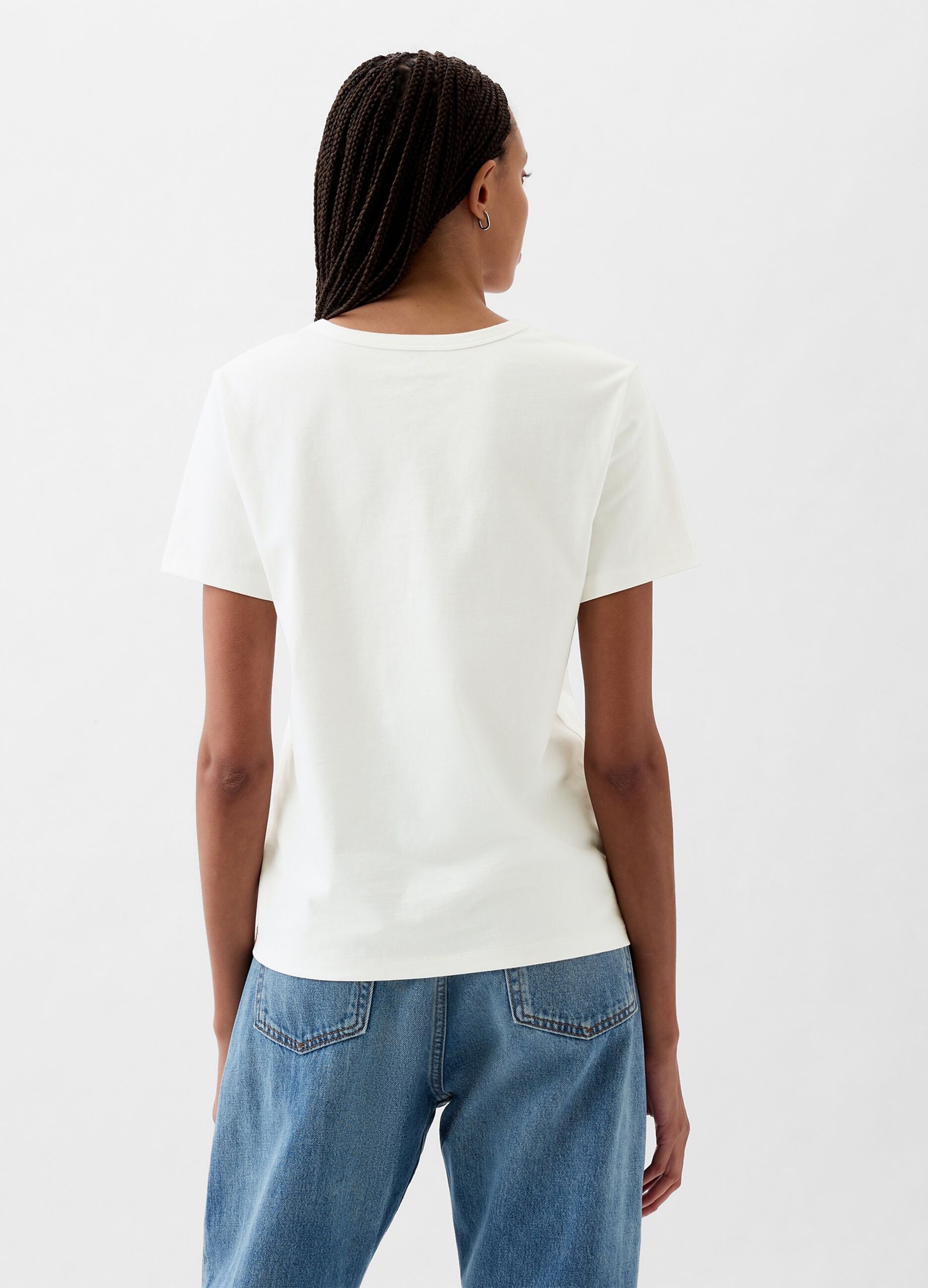 T-shirt with logo embroidery with cherry blossom_1