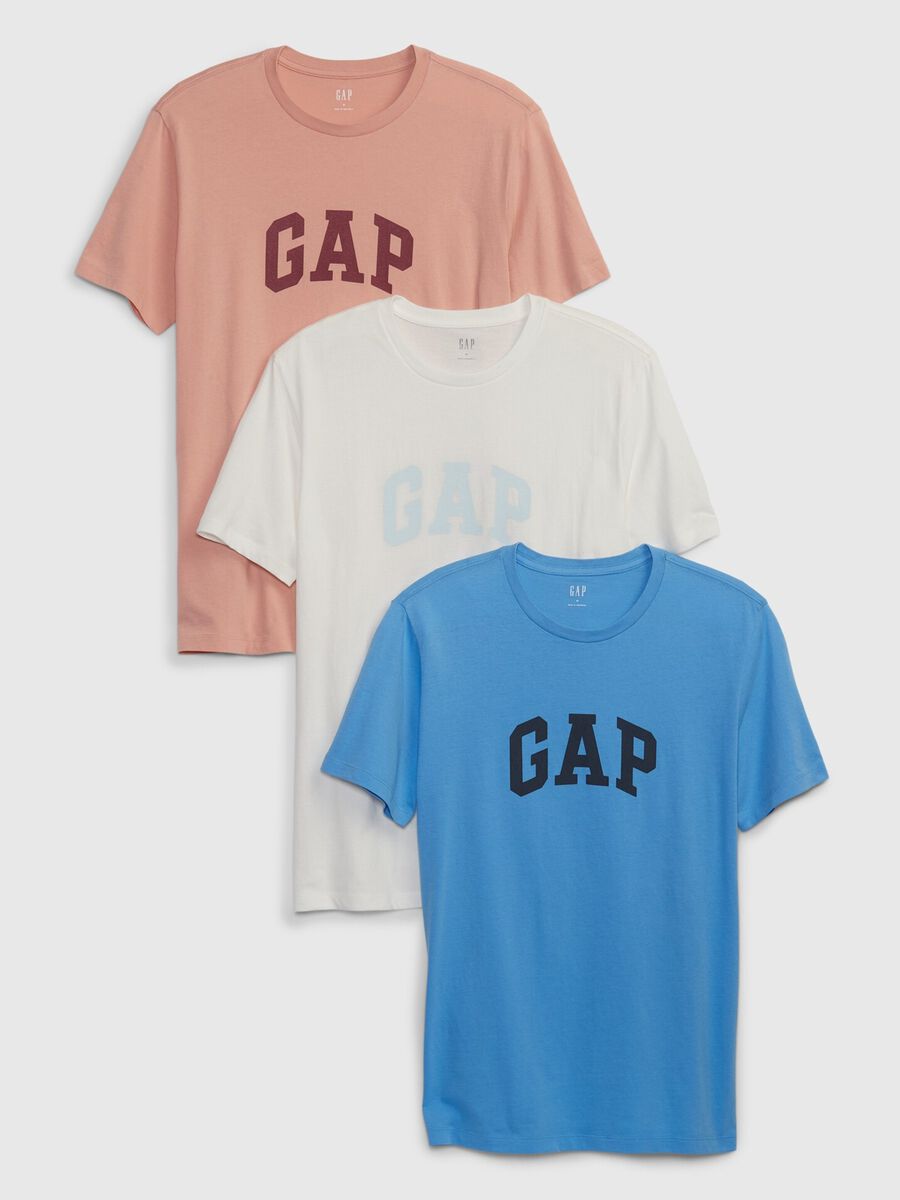 Tripack t-shirt in cotone con stampa logo Uomo_1