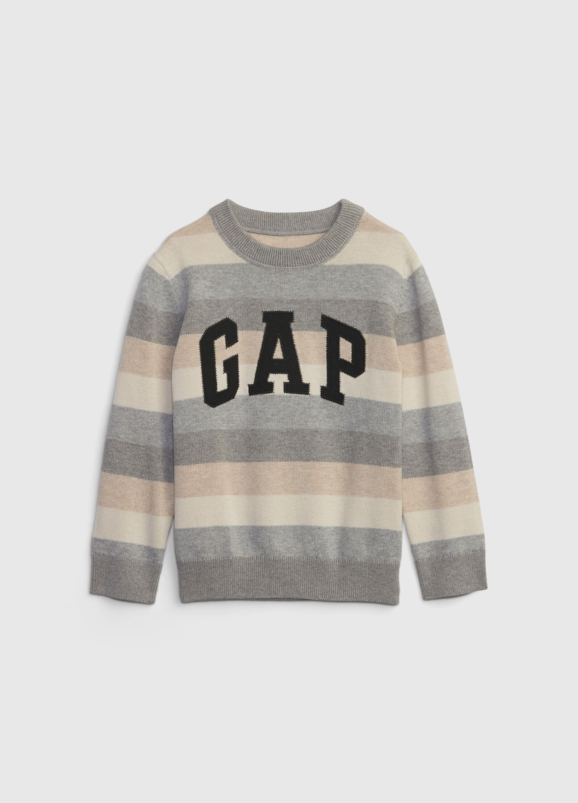Striped pullover with logo patch