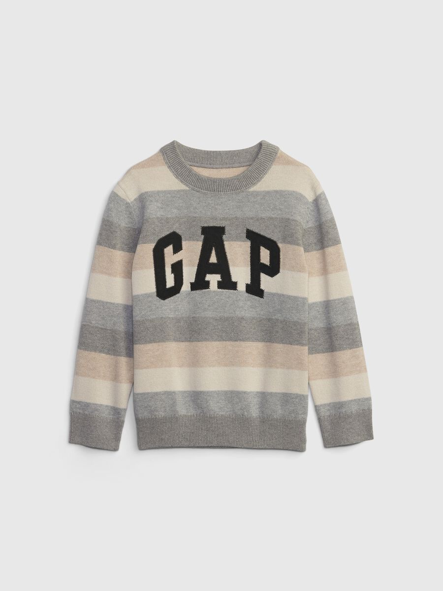 Pullover a righe con patch logo Bimbo_0