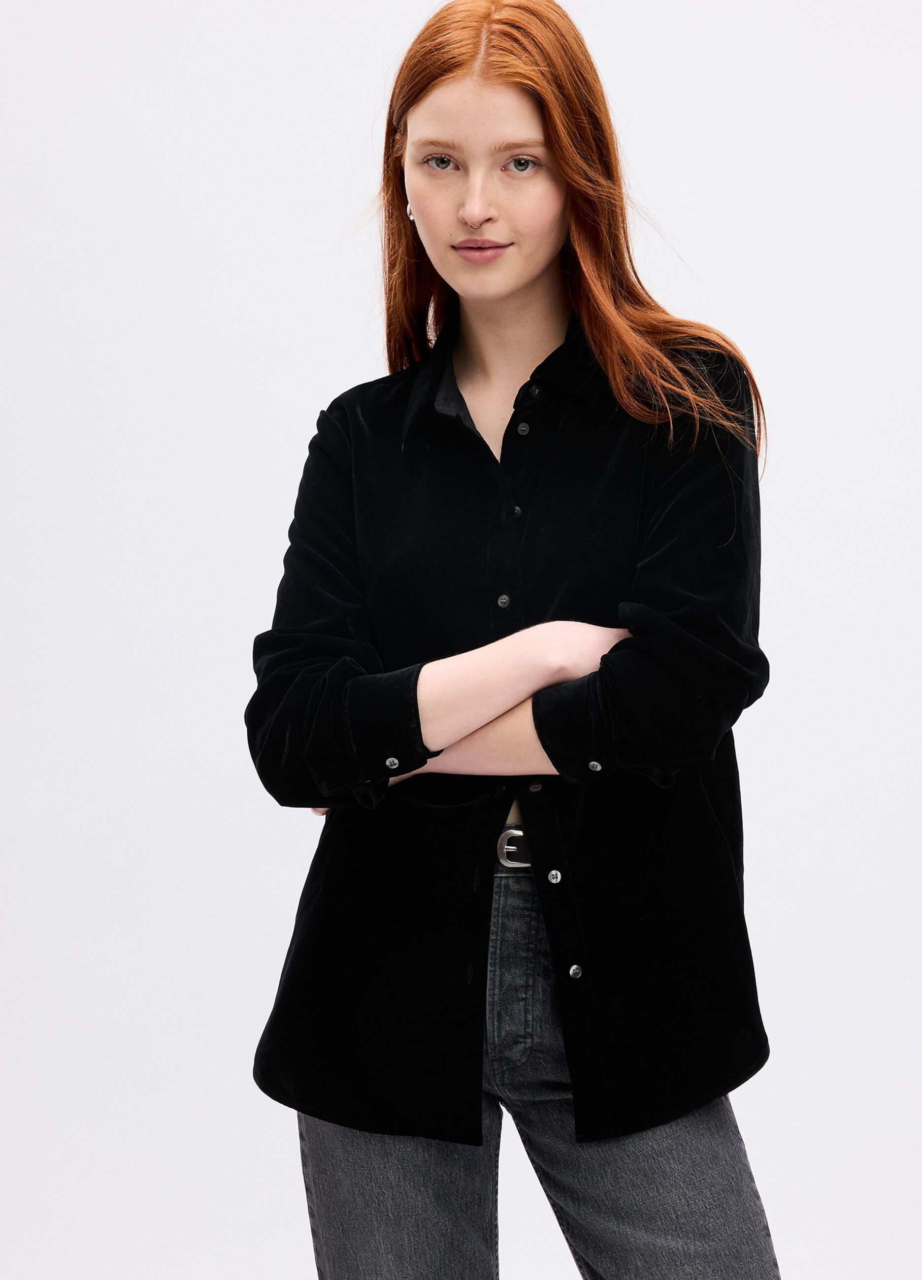 Camicia boyfriend in velluto