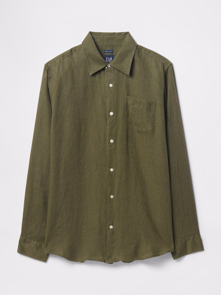 Camicia verde in puro lino Gap Uomo_3