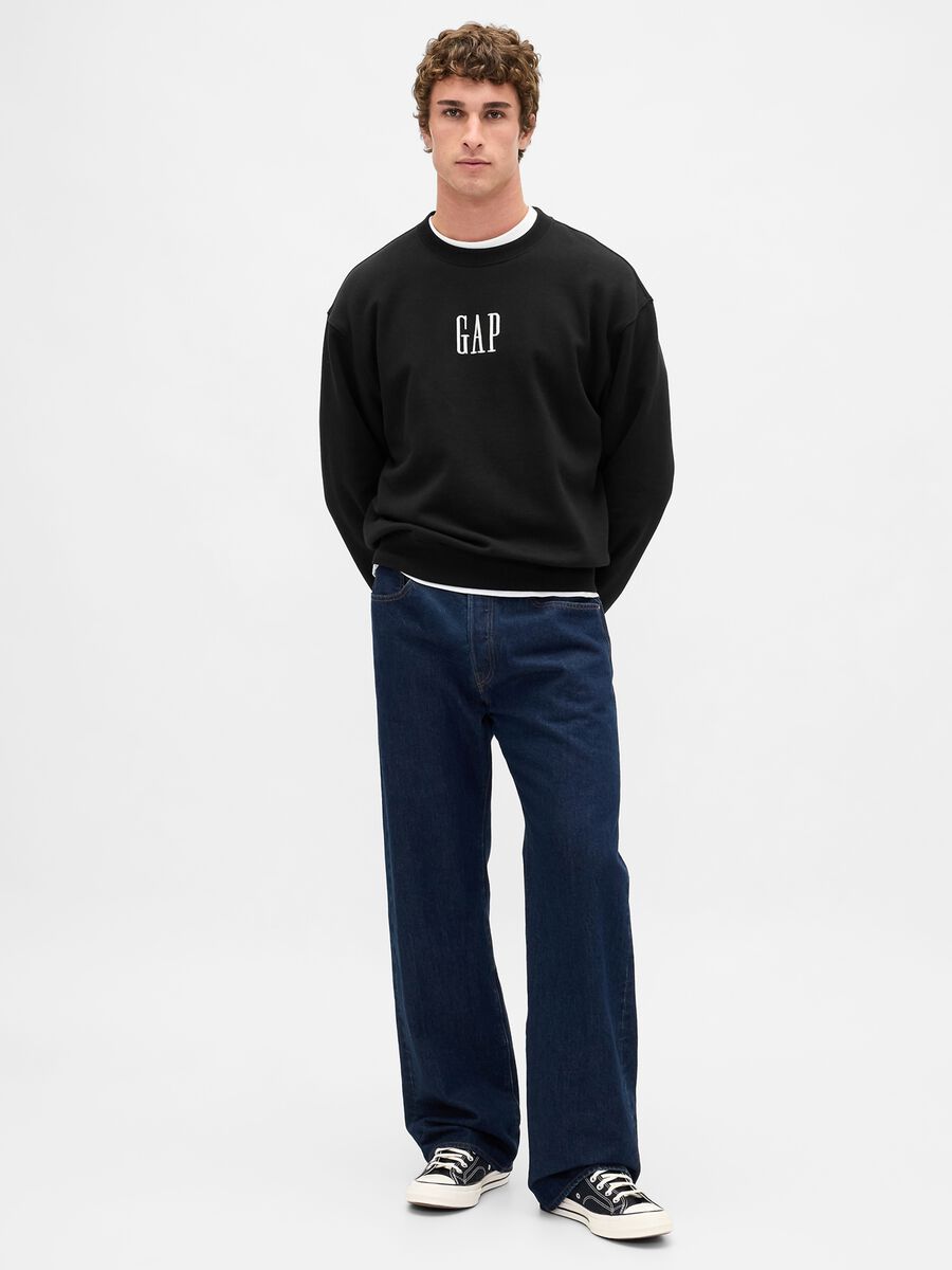 Black Crew Neck Sweatshirt Man_0