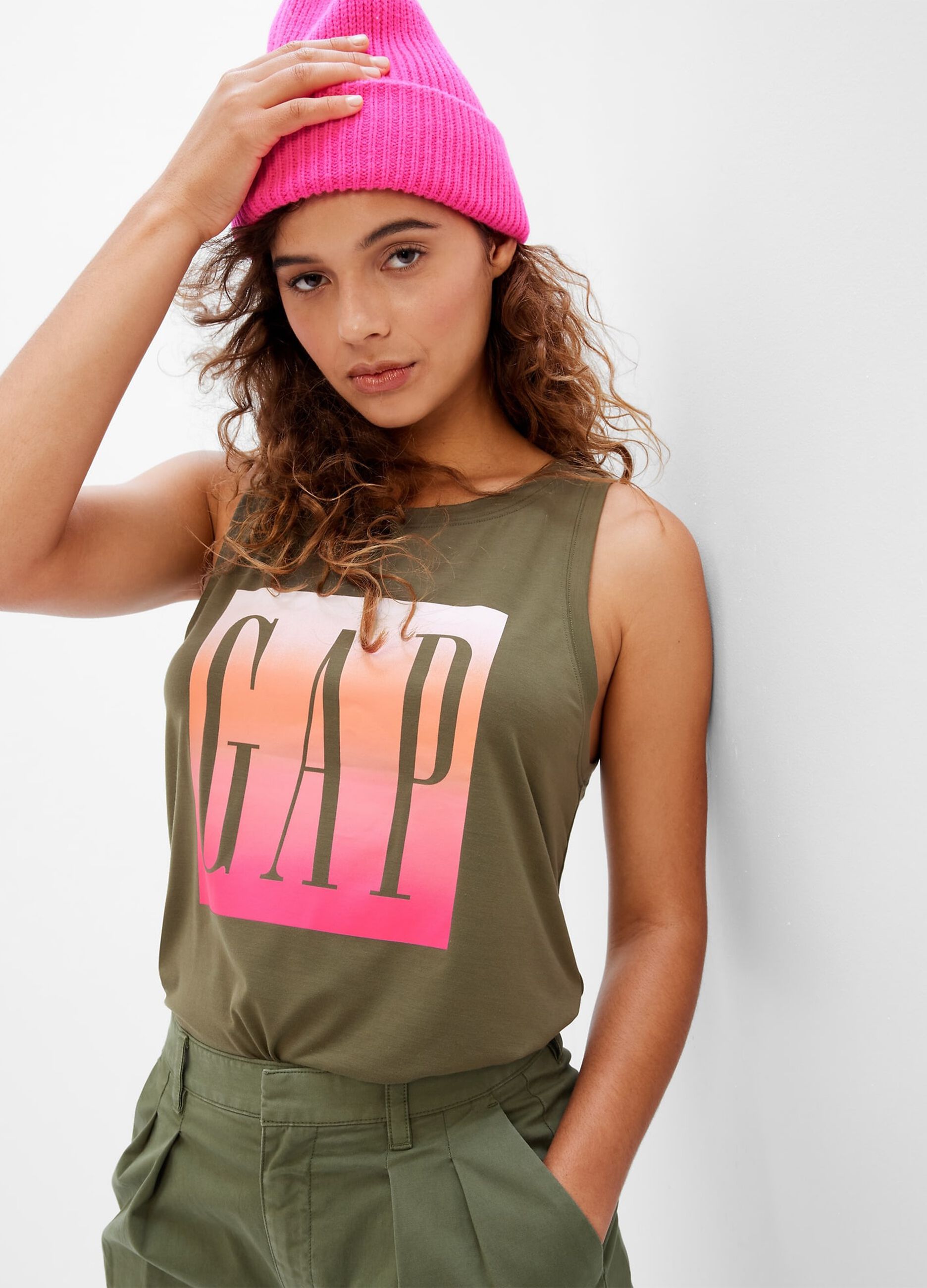 Tank top con maxi stampa logo