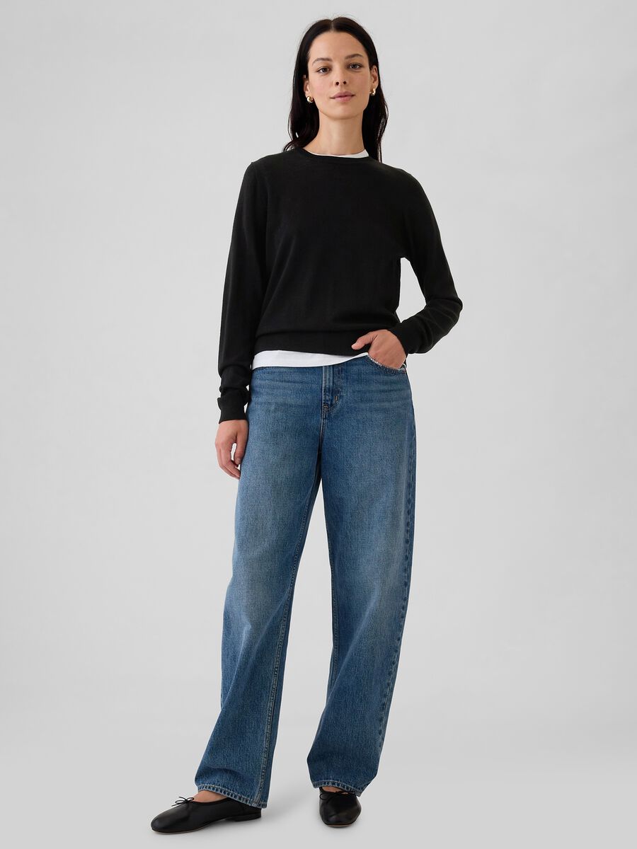 Merino wool pullover with round neck Woman_1