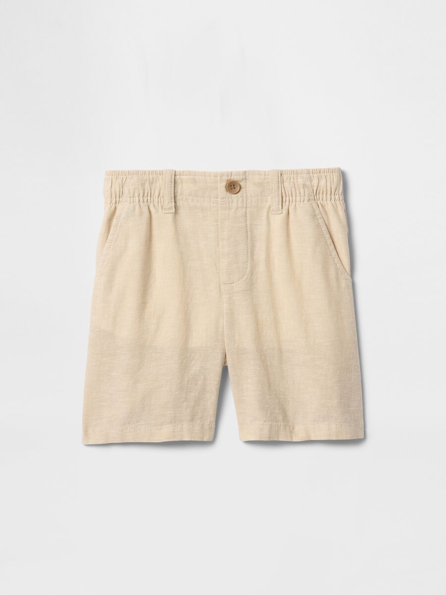 Shorts beige in lino e cotone per bambino Bimbo_1