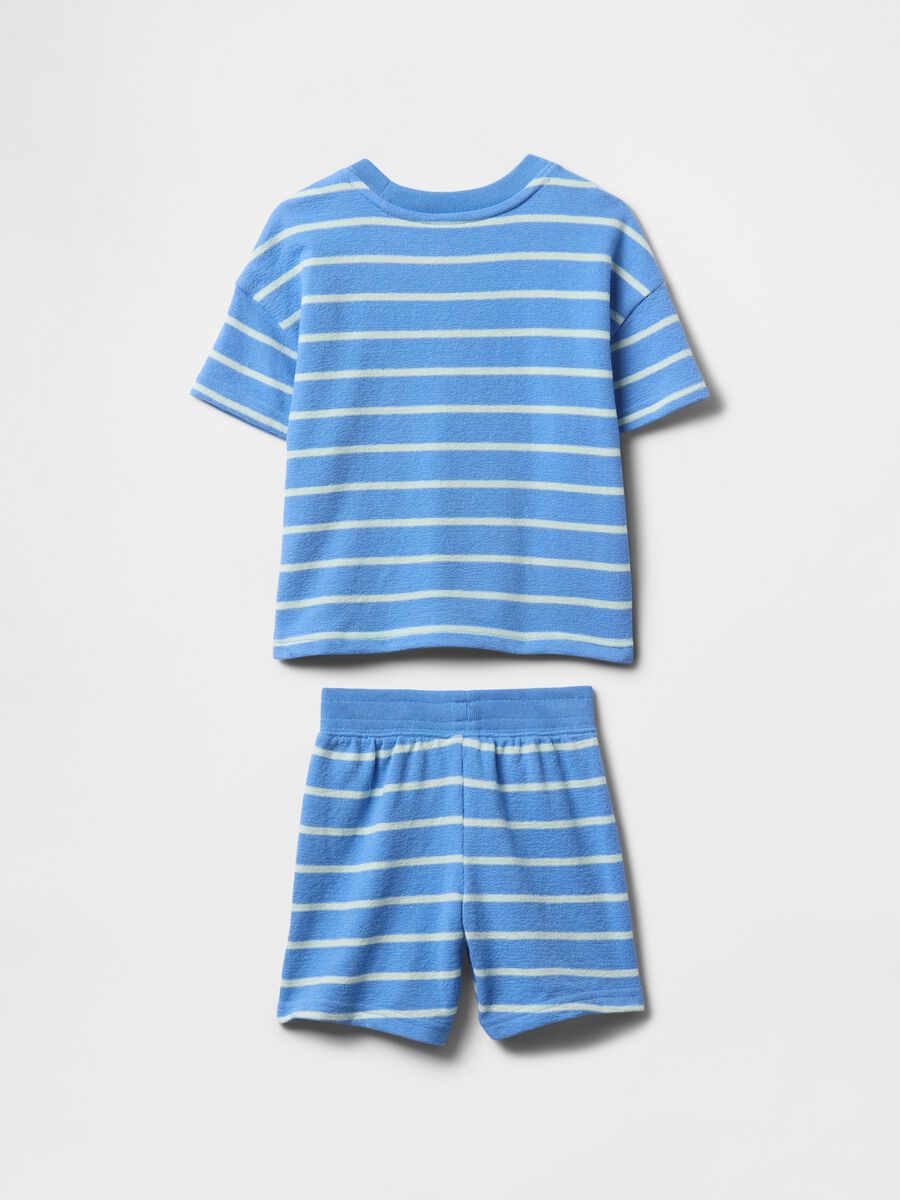 Set estivo in maglia a righe blu e bianche per bambini Bimbo_2