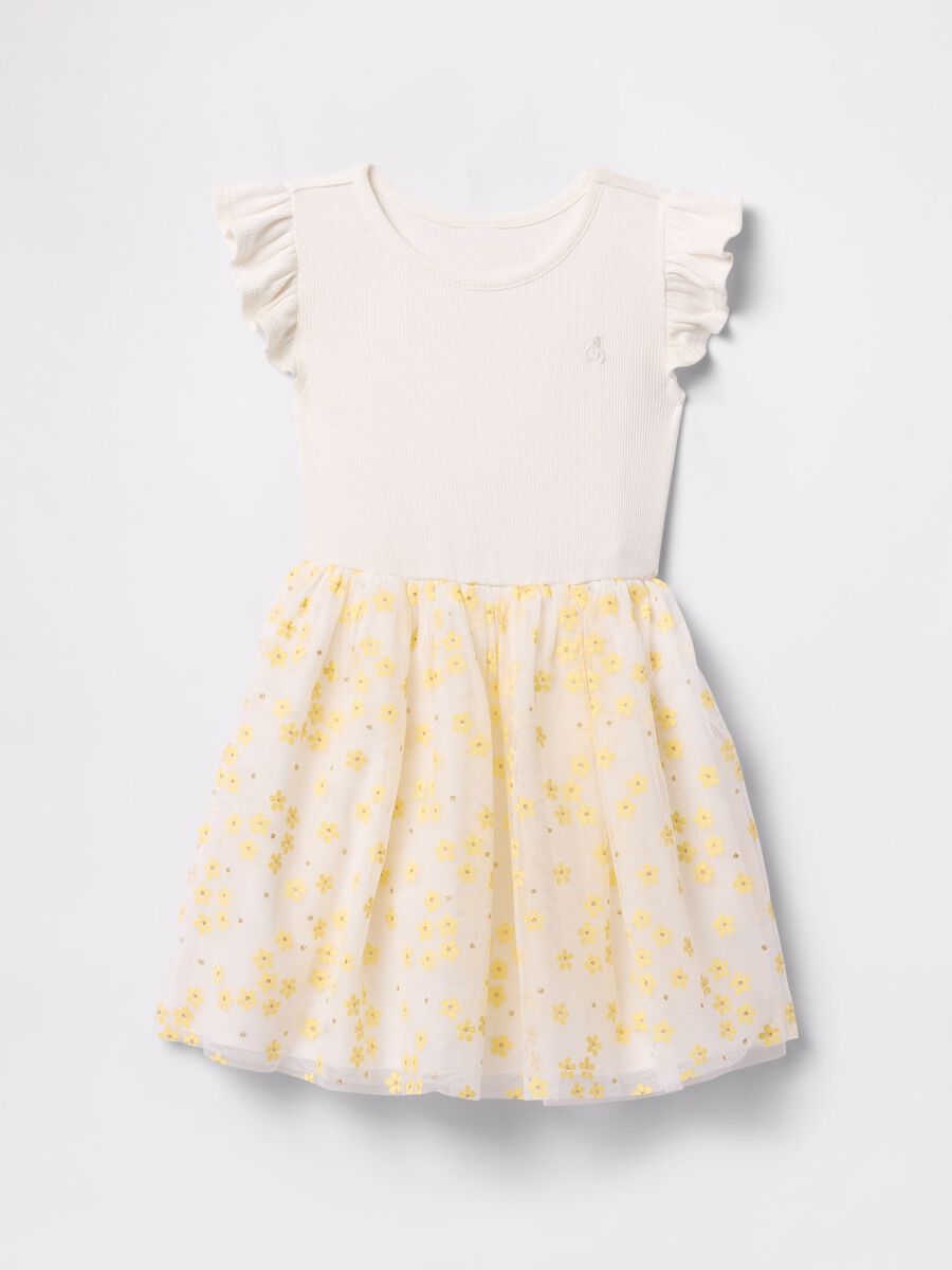 Vestito bianco con stampa floreale gialla GAP Kids Bimba_1