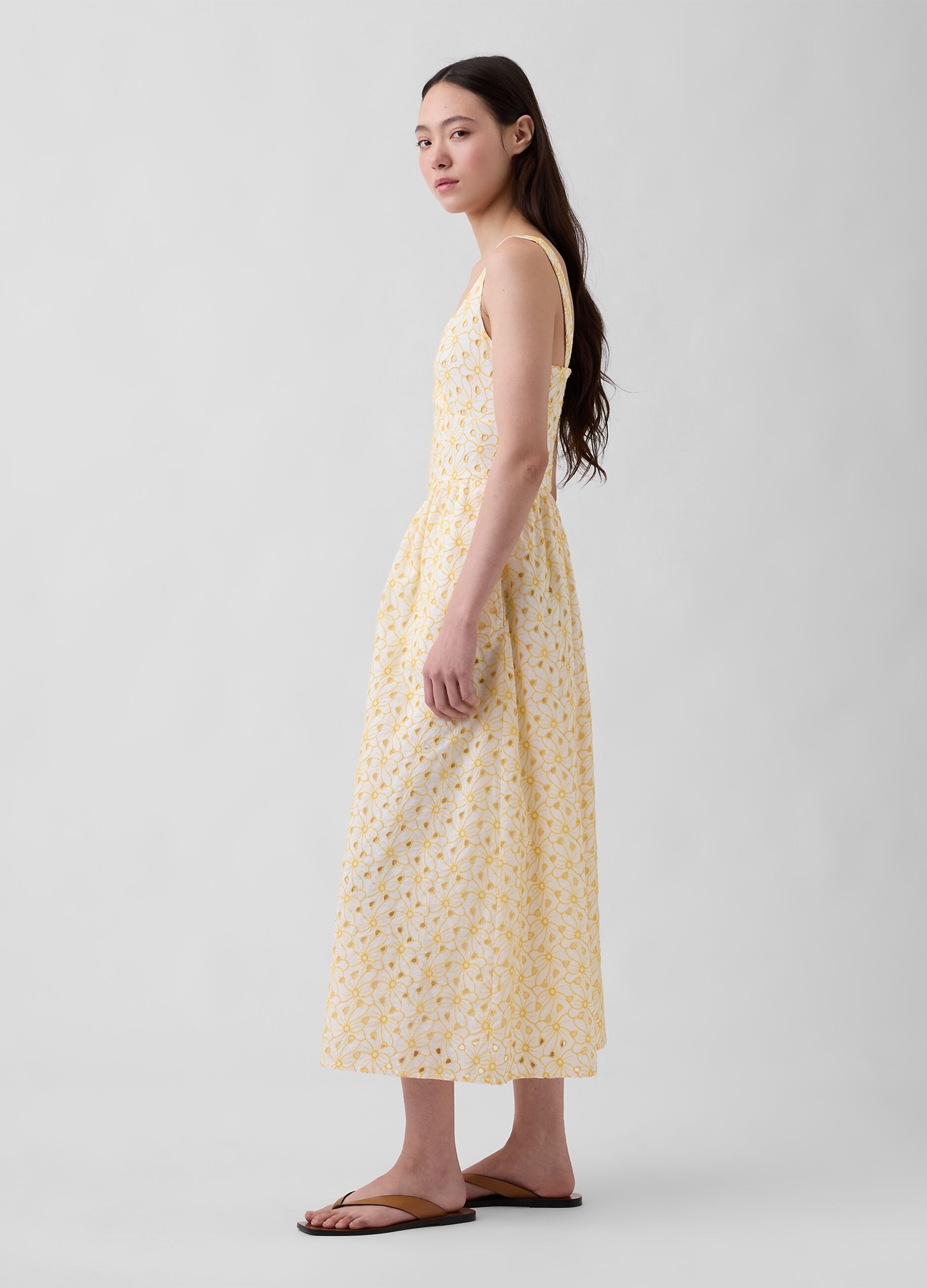 Abito midi in puro cotone con stampa floreale