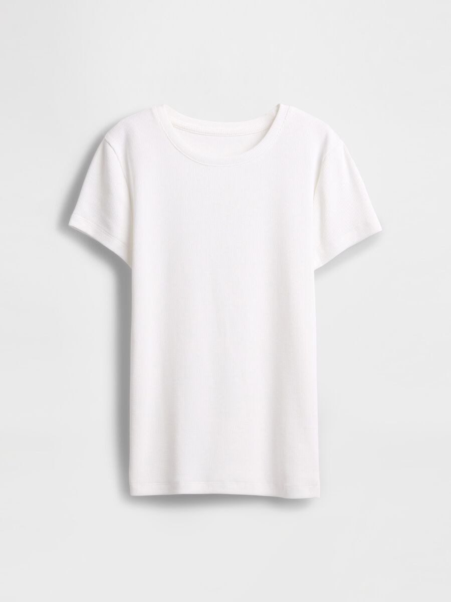 T-shirt bianca in cotone e modal elasticizzato Gap Donna_3