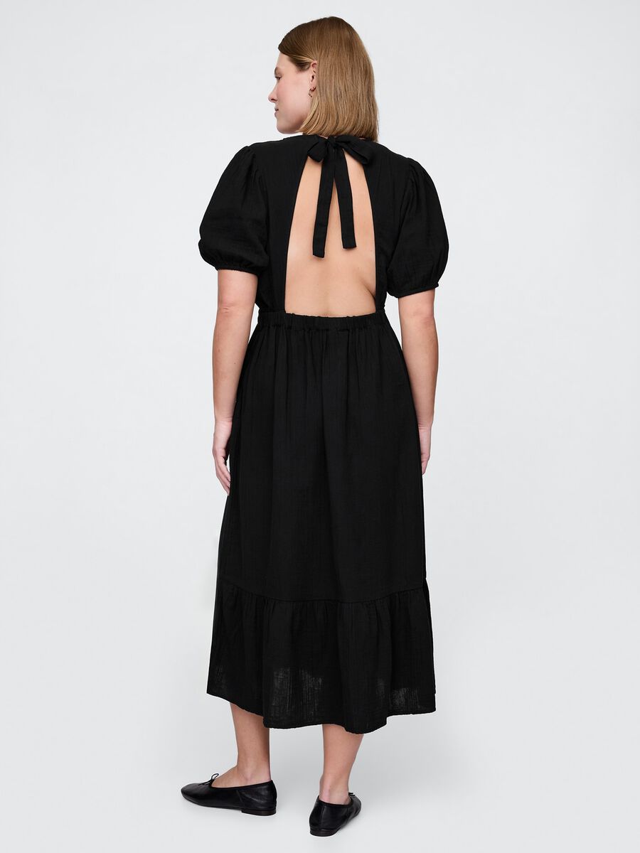 Abito lungo nero con scollo a V e schiena aperta Donna_5