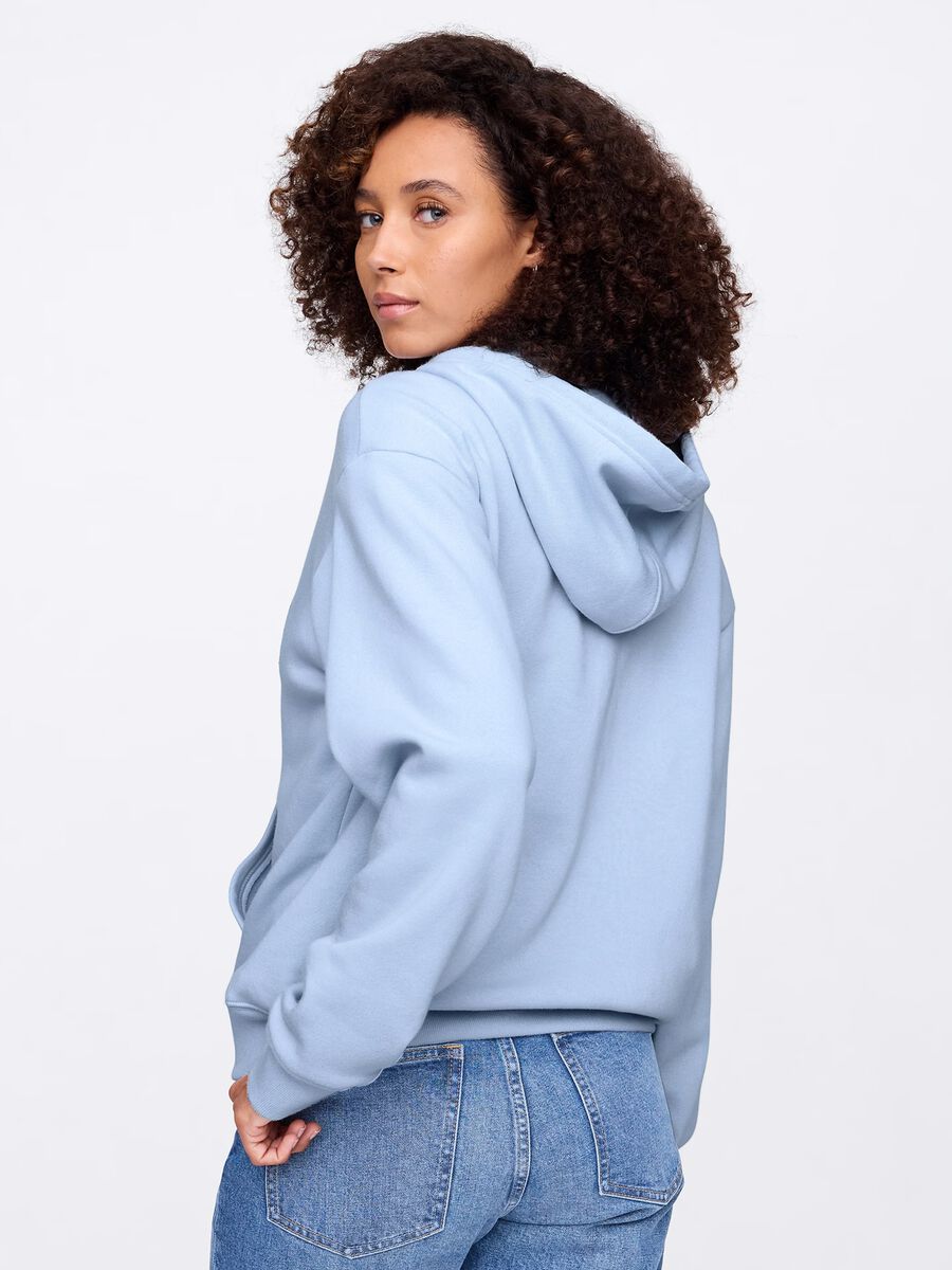 Full-zip con cappuccio azzurra con logo Donna_2