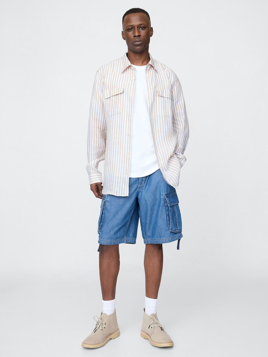 Camicia a righe beige e rosa Man_1