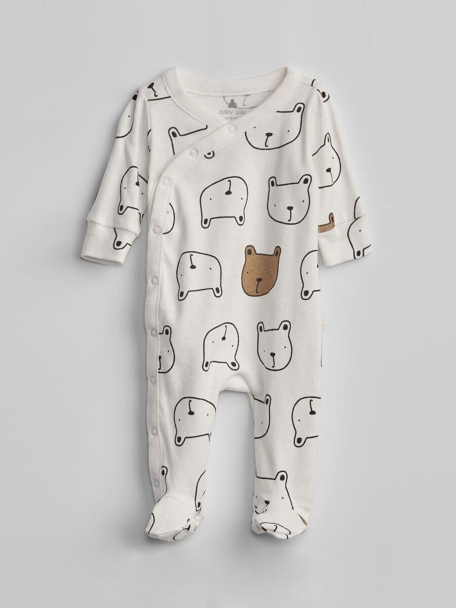 100% cotton onesie with feet and teddy bear print Newborn_0