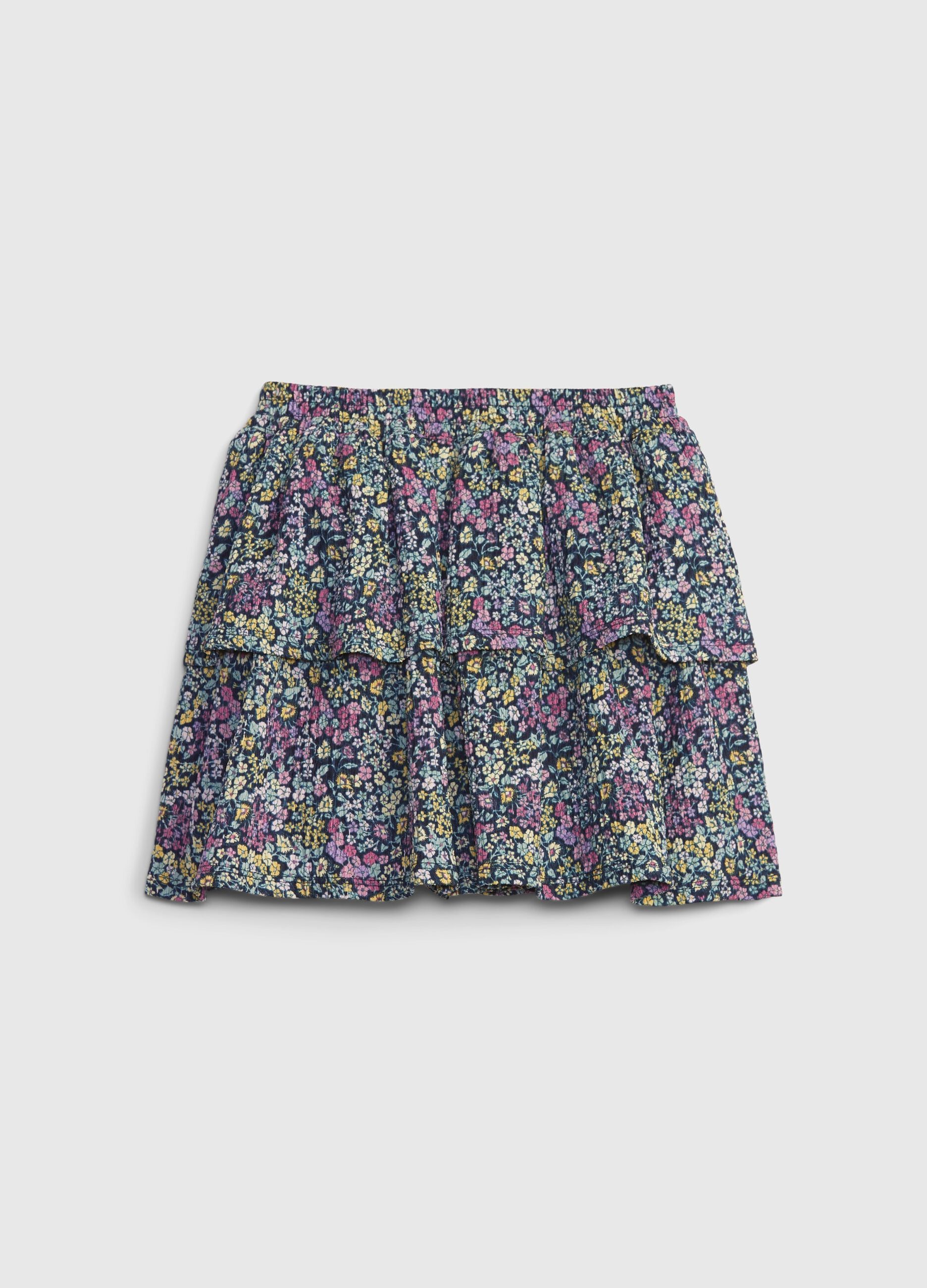 Tiered miniskirt with small flowers print_1
