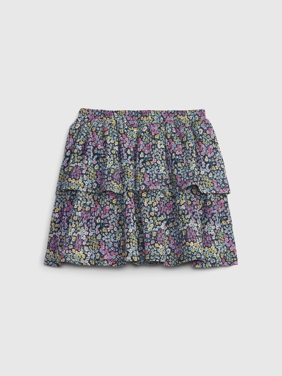 Tiered miniskirt with small flowers print Girl_1