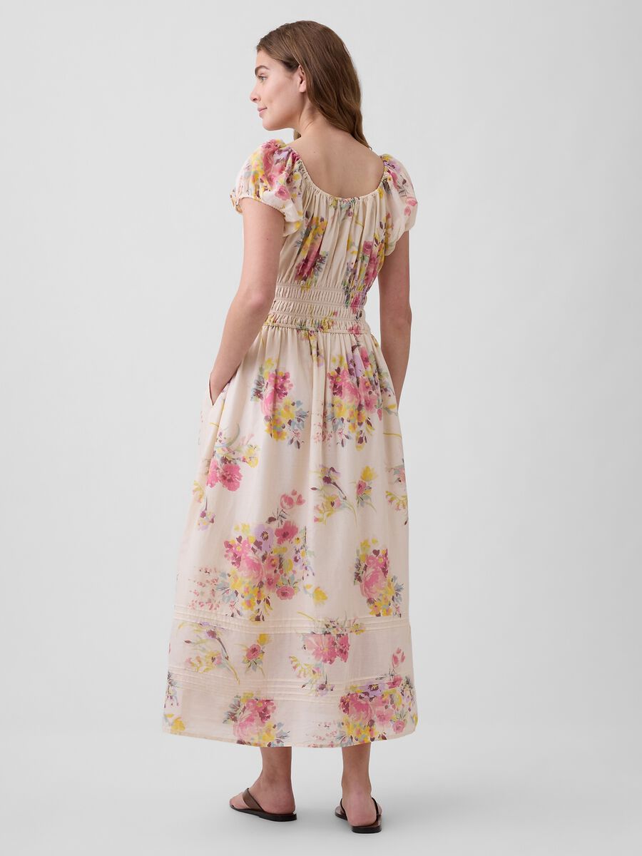 Abito midi in puro cotone a fiori Donna_1