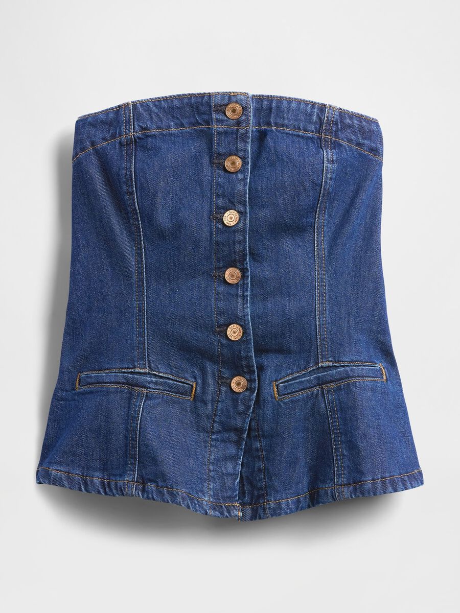 Gilet denim elasticizzato con bottoni Donna_3