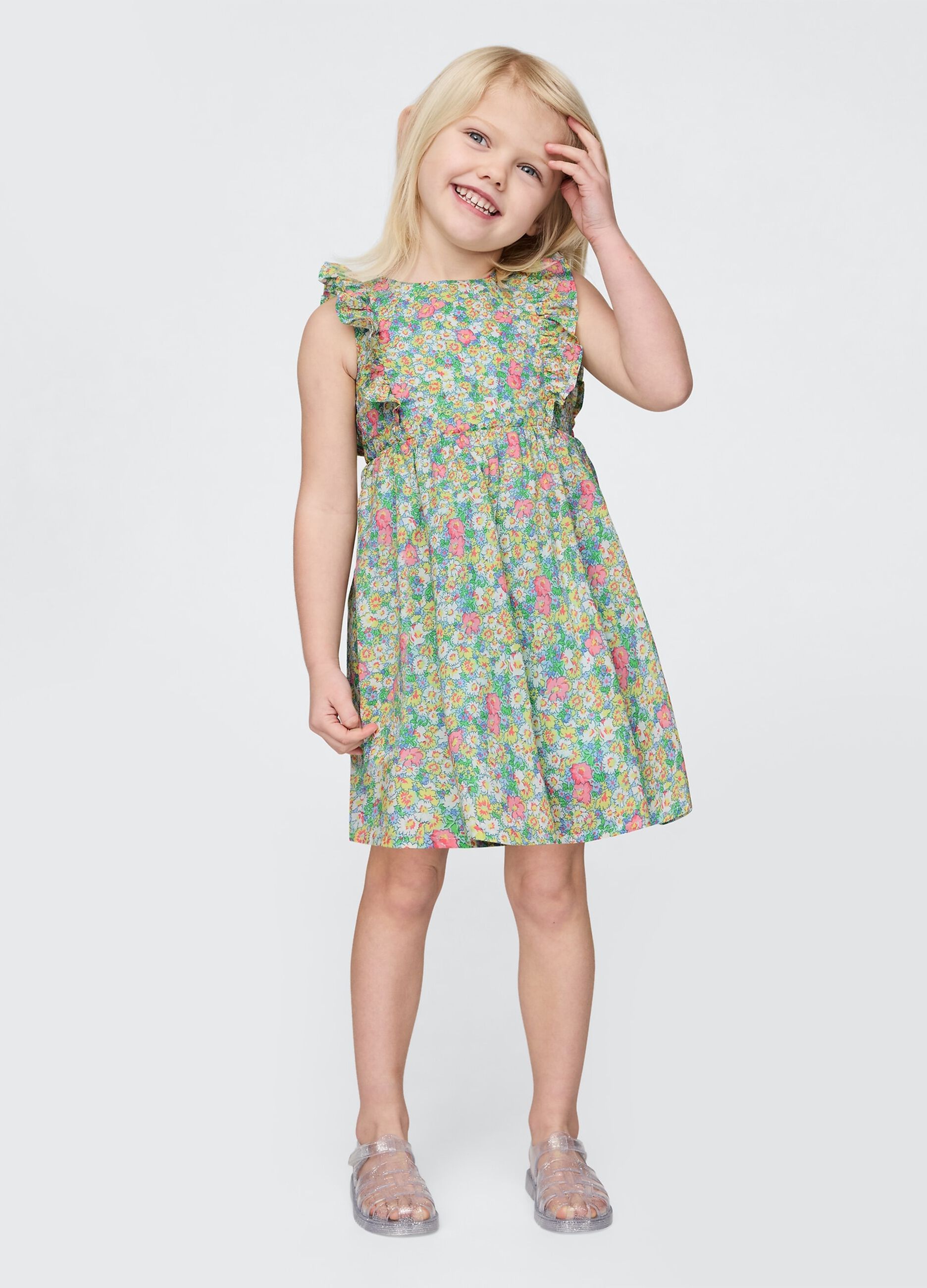 Vestito con fiorellini in cotone per bambina