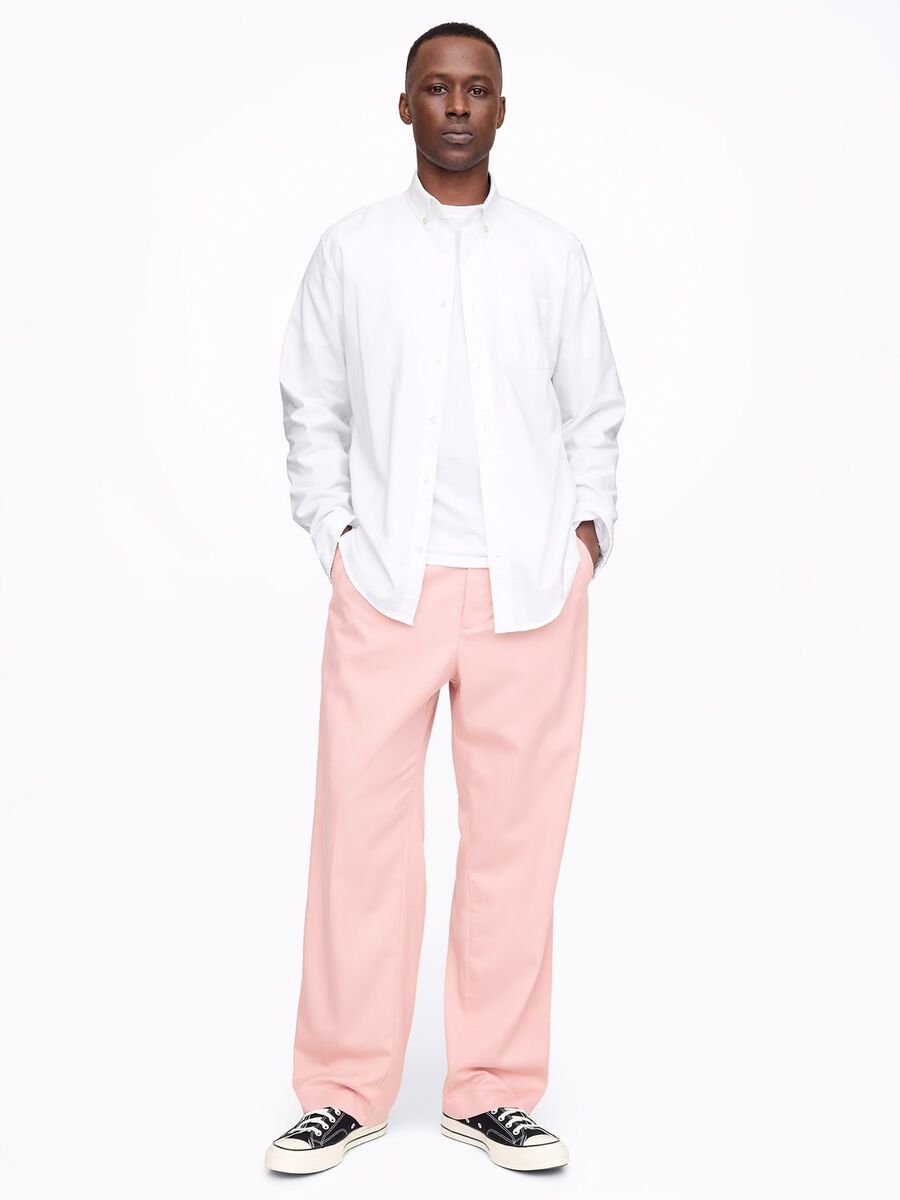 Pantaloni rosa a gamba larga in Lyocell e cotone Uomo_0