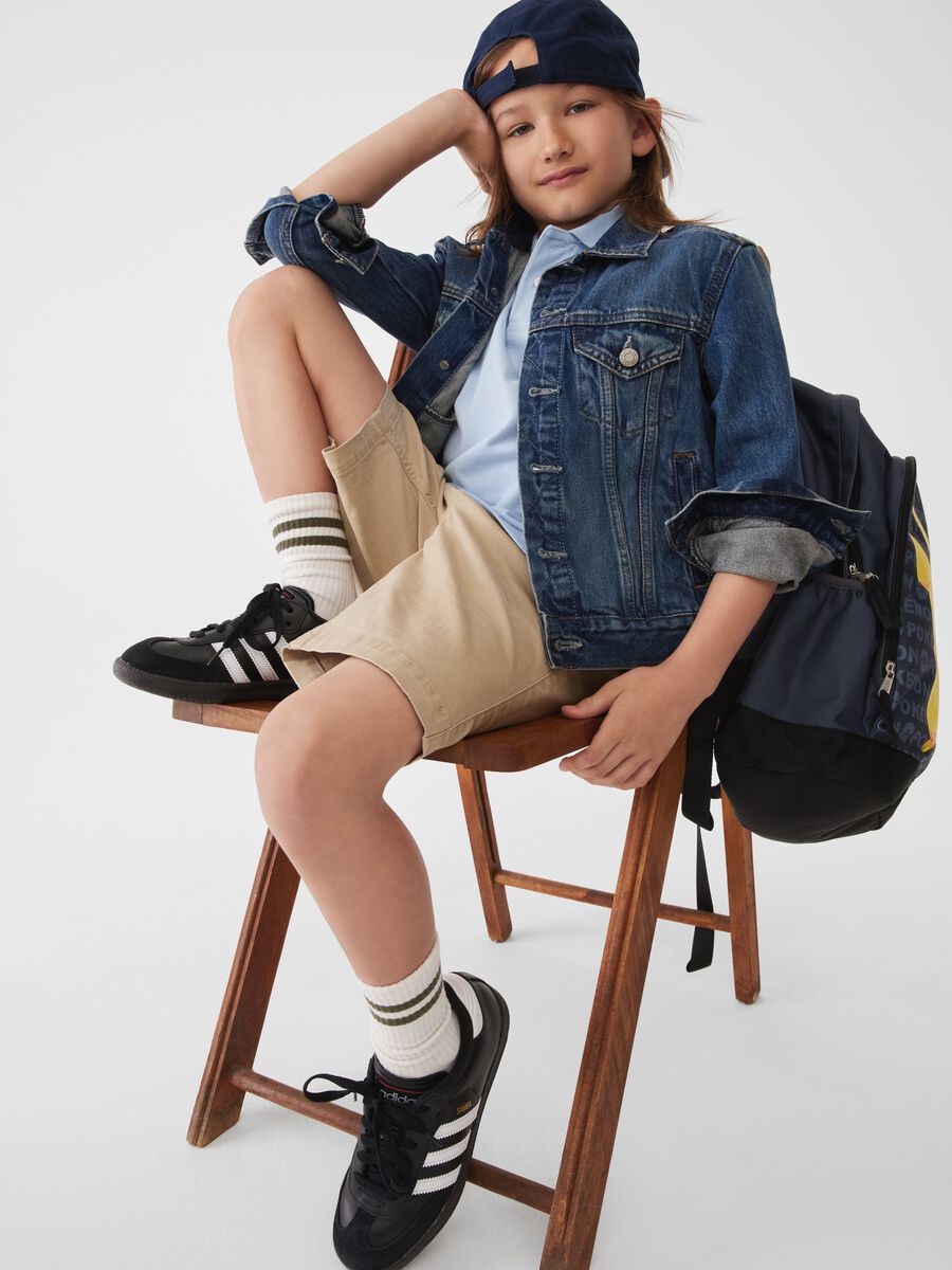 Giacca corta in denim acid wash Bambino_0