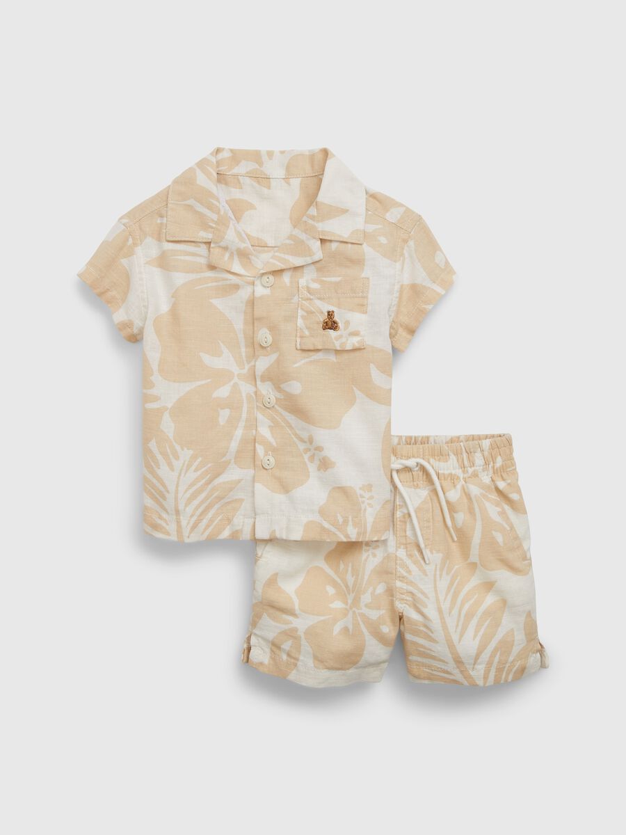 Set camicia e shorts in lino e cotone Neonato_0