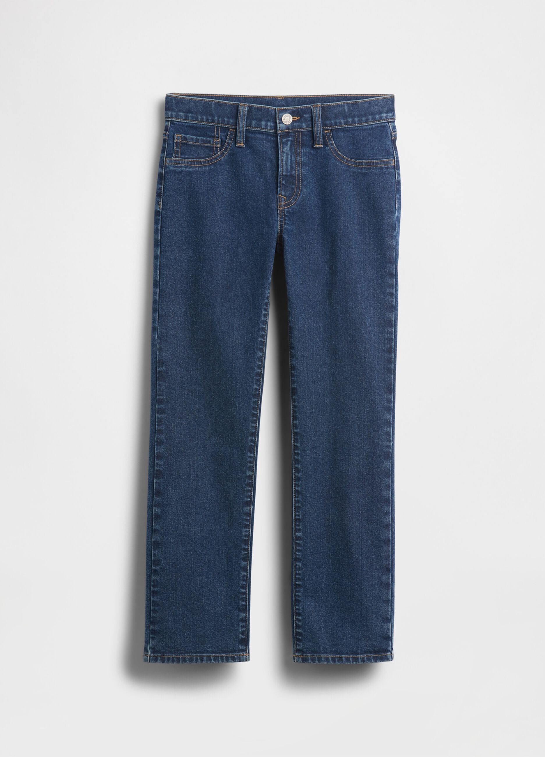 Children's straight jeans in stretchy blue denim cotton, regular fit