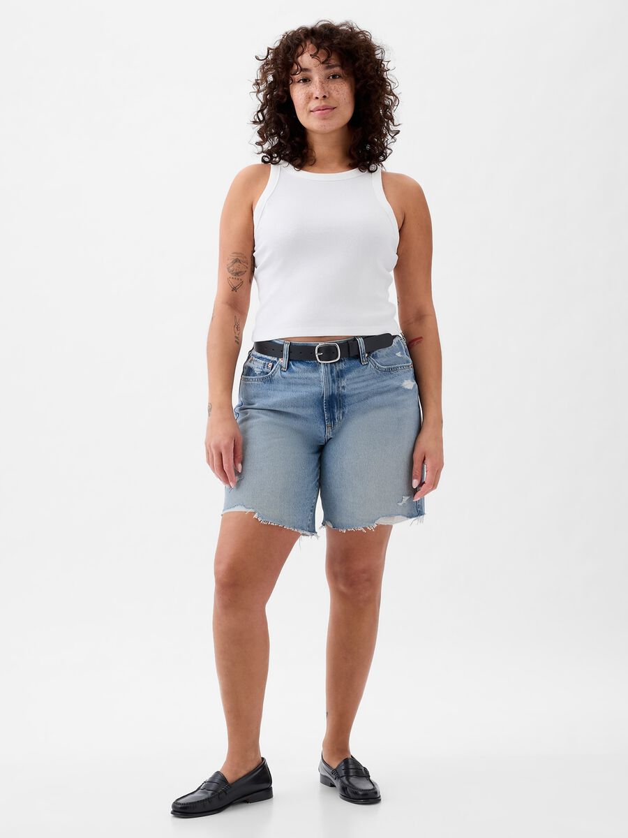 Loose-fit regular-rise Bermuda shorts in denim Woman_3
