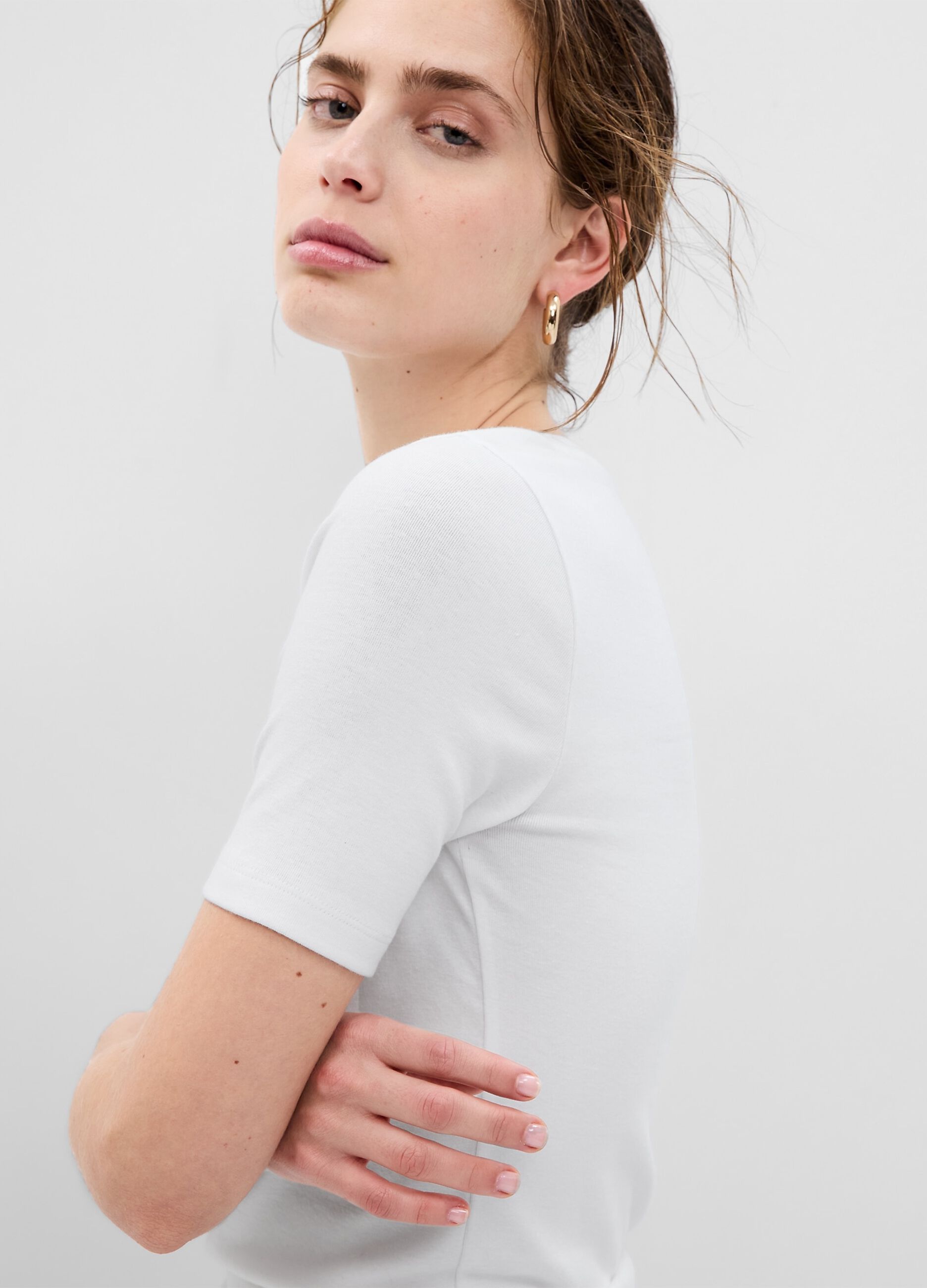 T-shirt girocollo in cotone e modal stretch_2
