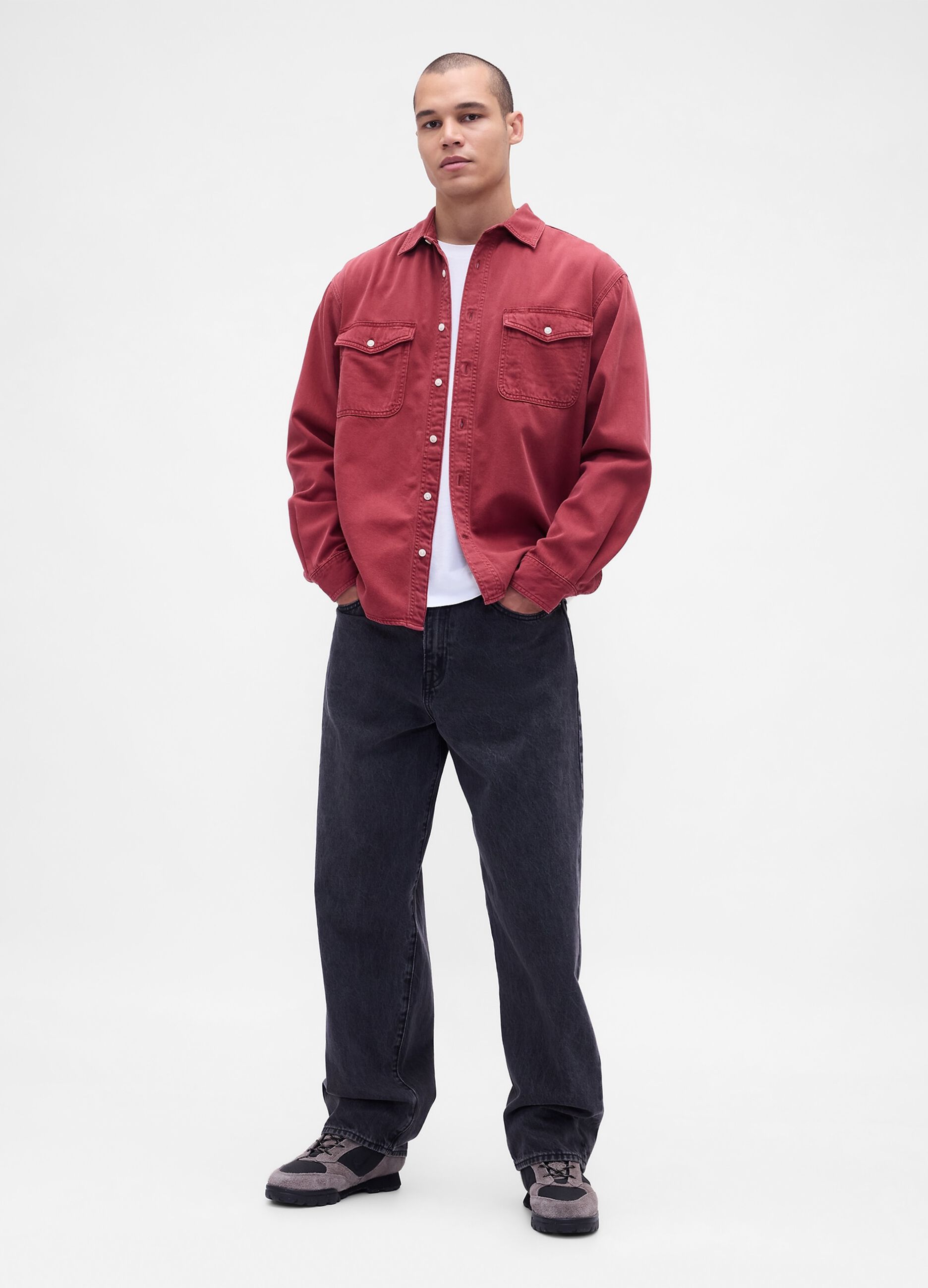 Camicia rosso in cotone e Lyocell_2