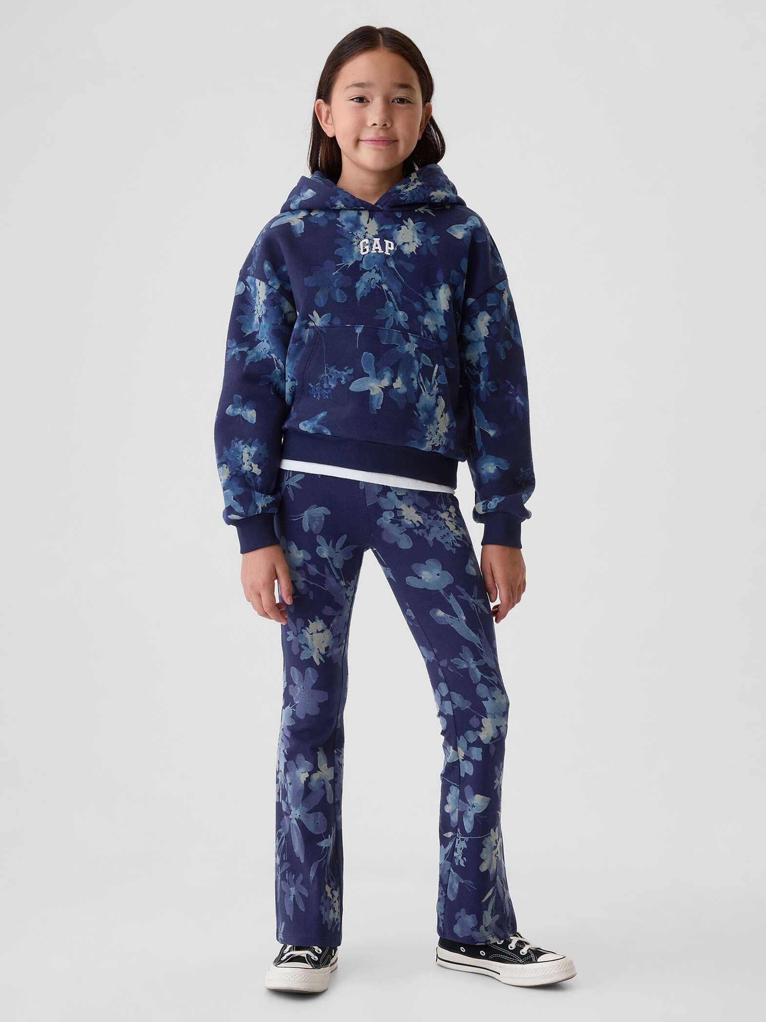 Felpa crop floreale con ricamo logo_1