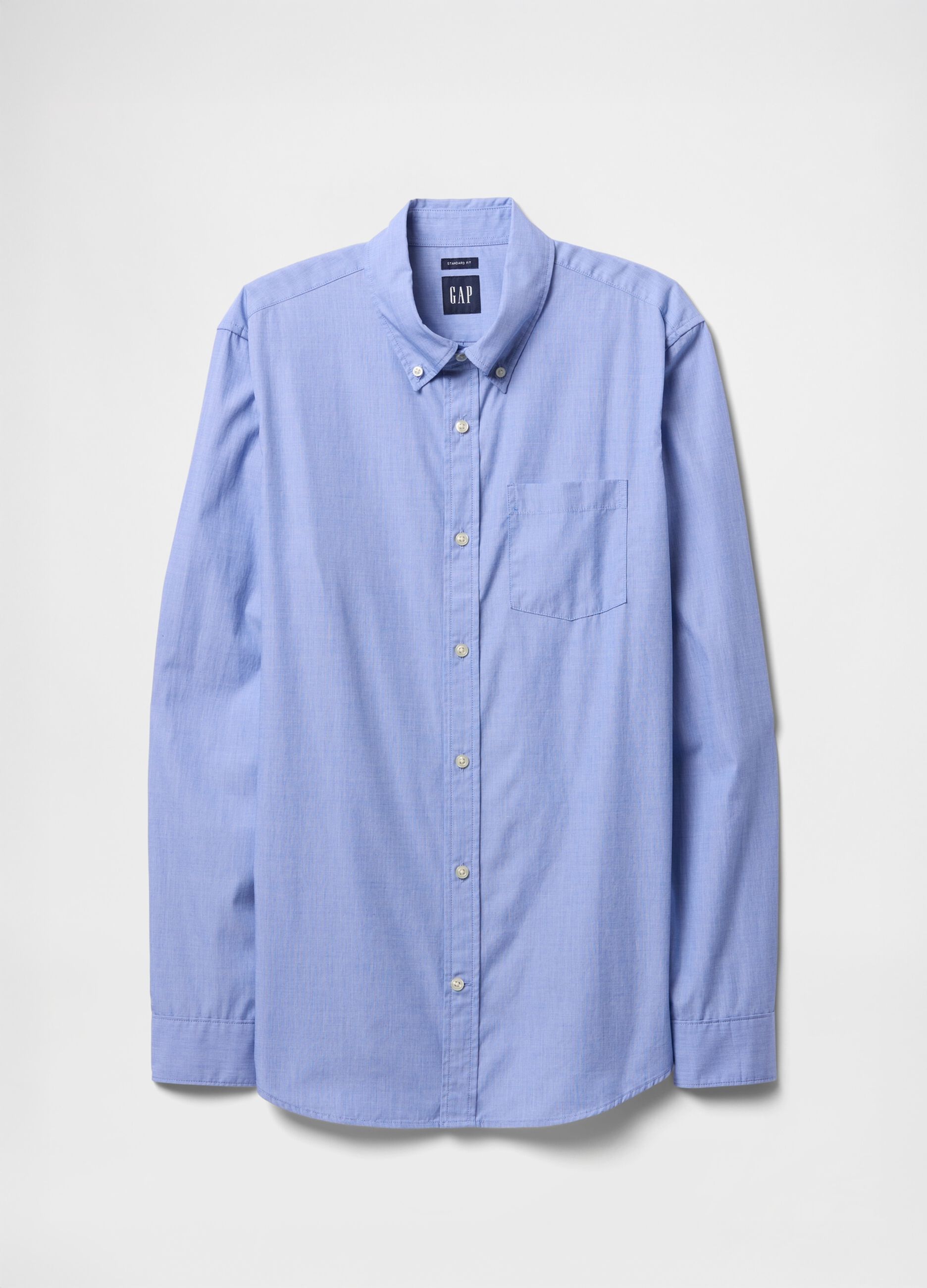 Camicia azzurra con taschino in cotone_3