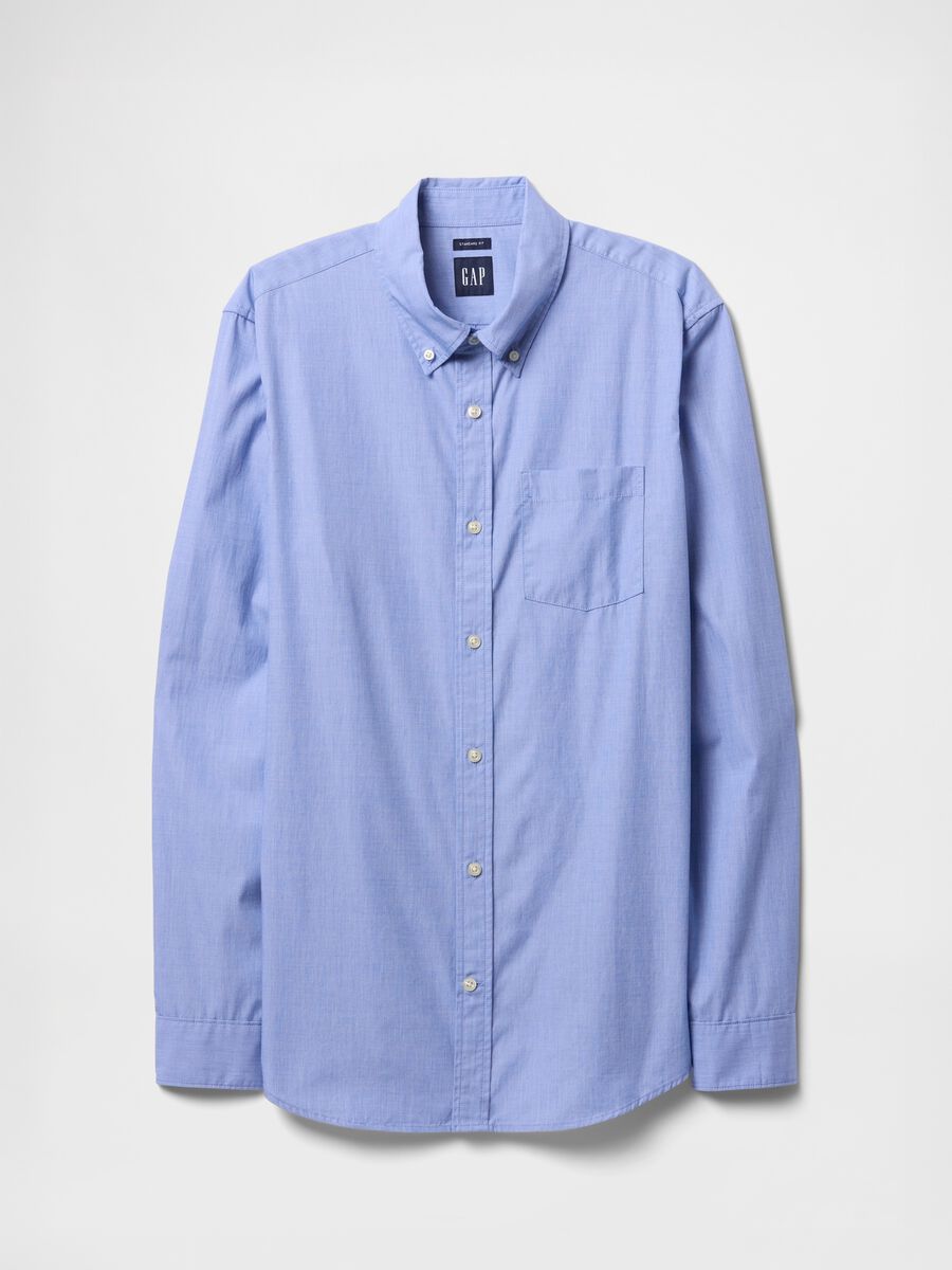 Camicia azzurra con taschino in cotone Man_3