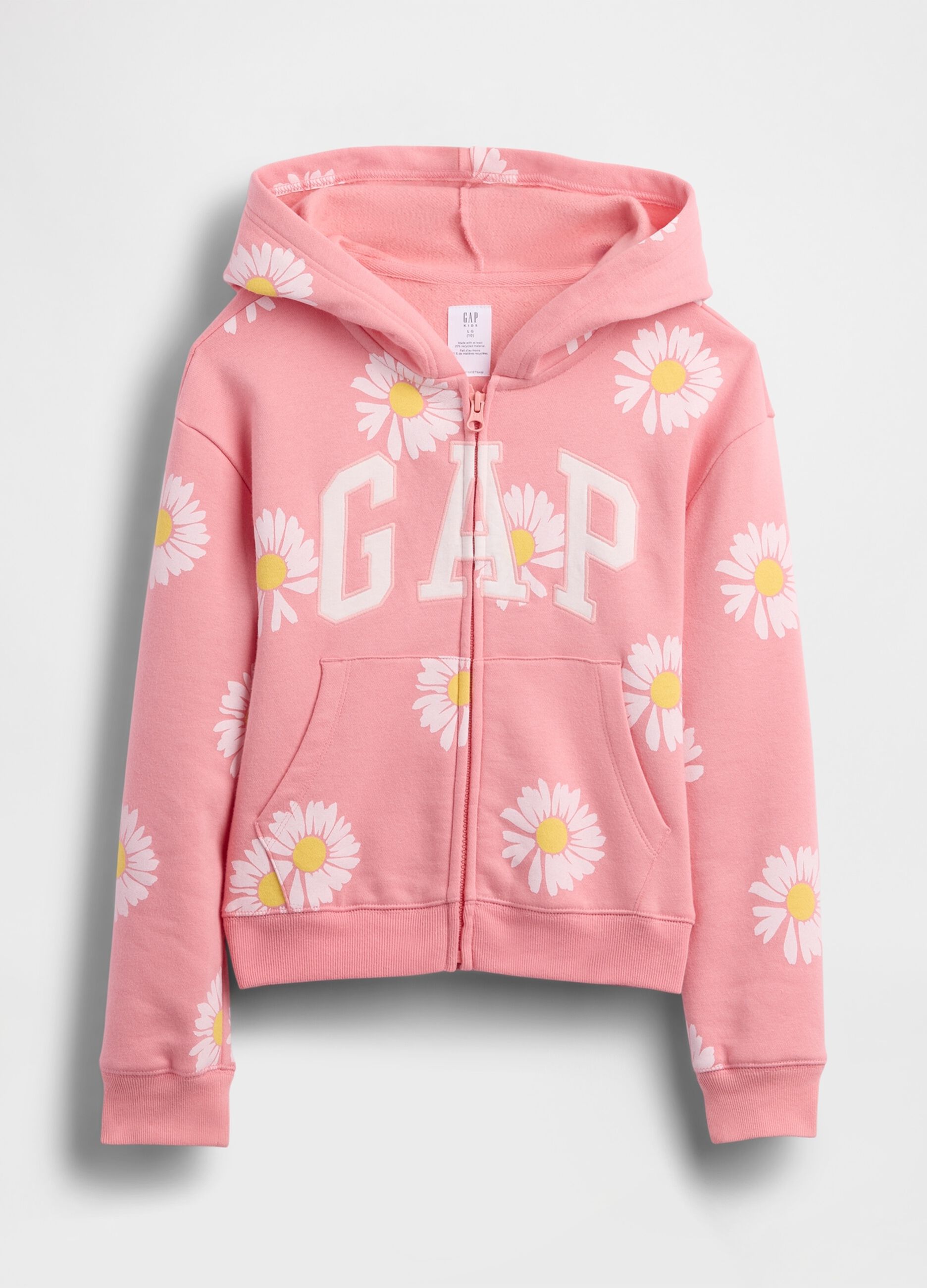 Girls' Pink Cotton Blend Sweatshirt with Daisies