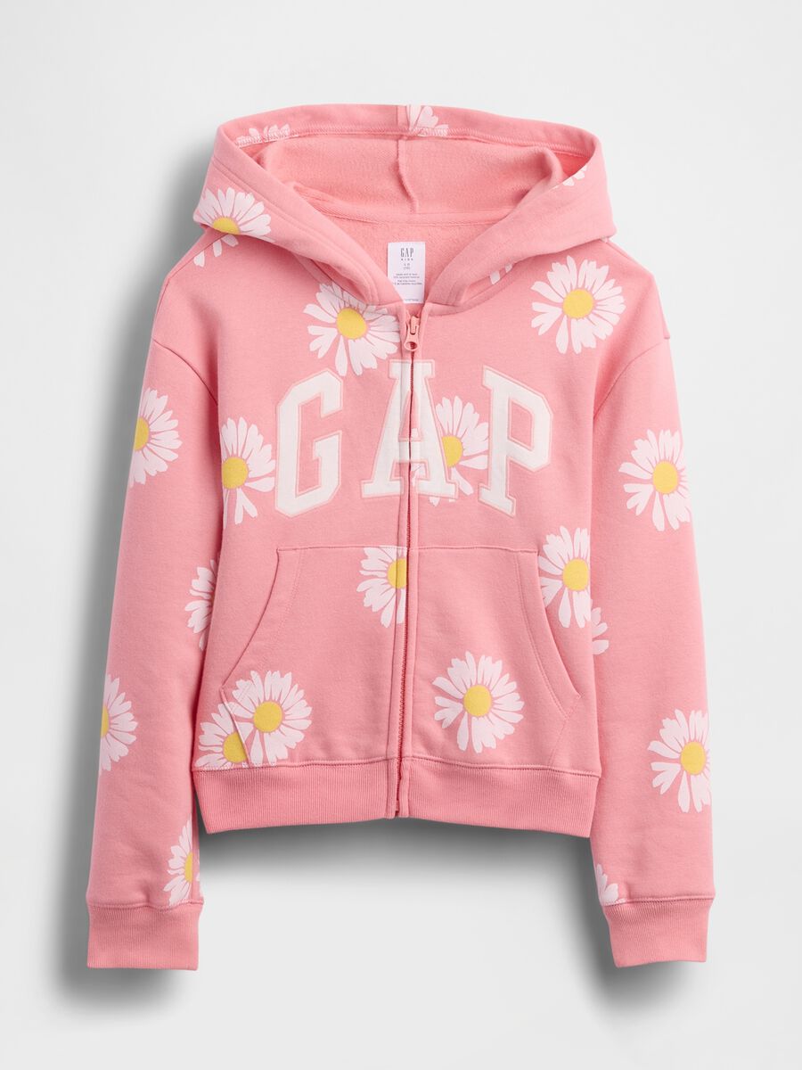 Girls' Pink Cotton Blend Sweatshirt with Daisies Girl_2