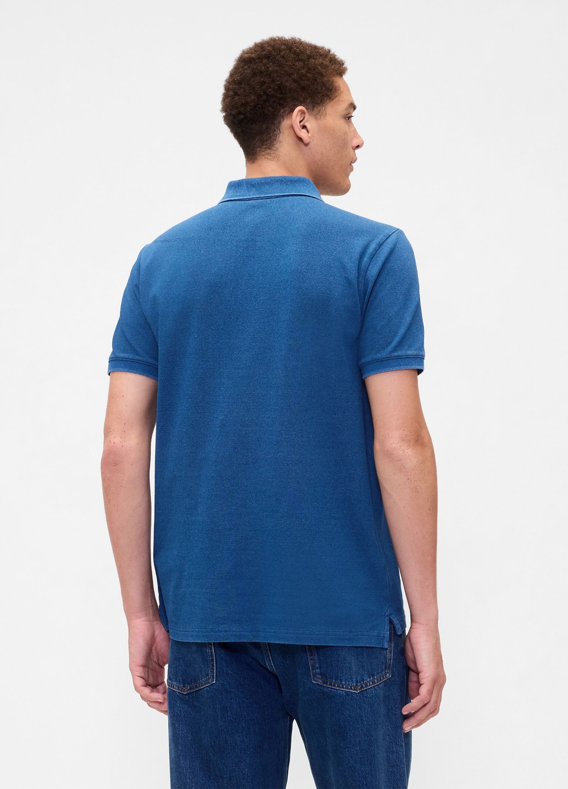 Short Sleeve Stretch Blue Polo