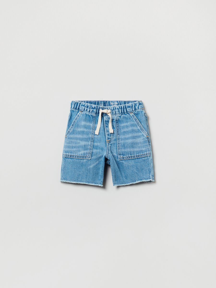 Shorts in denim con coulisse Neonato_0