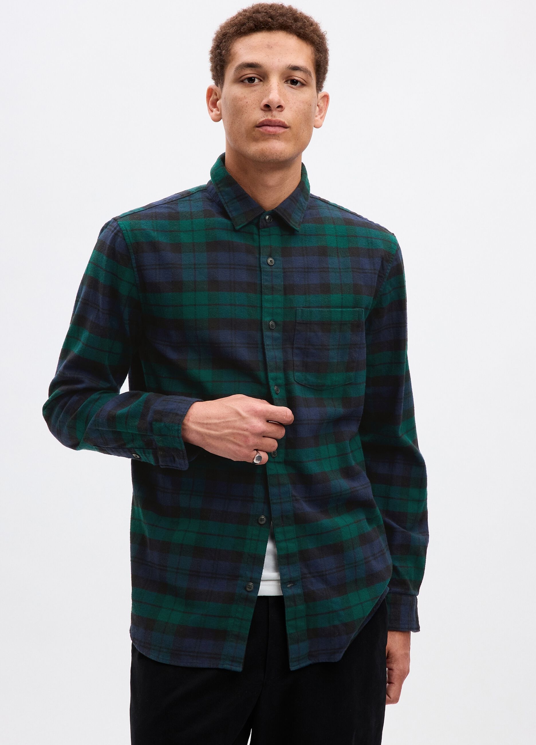 Regular-fit shirt in check flannel
