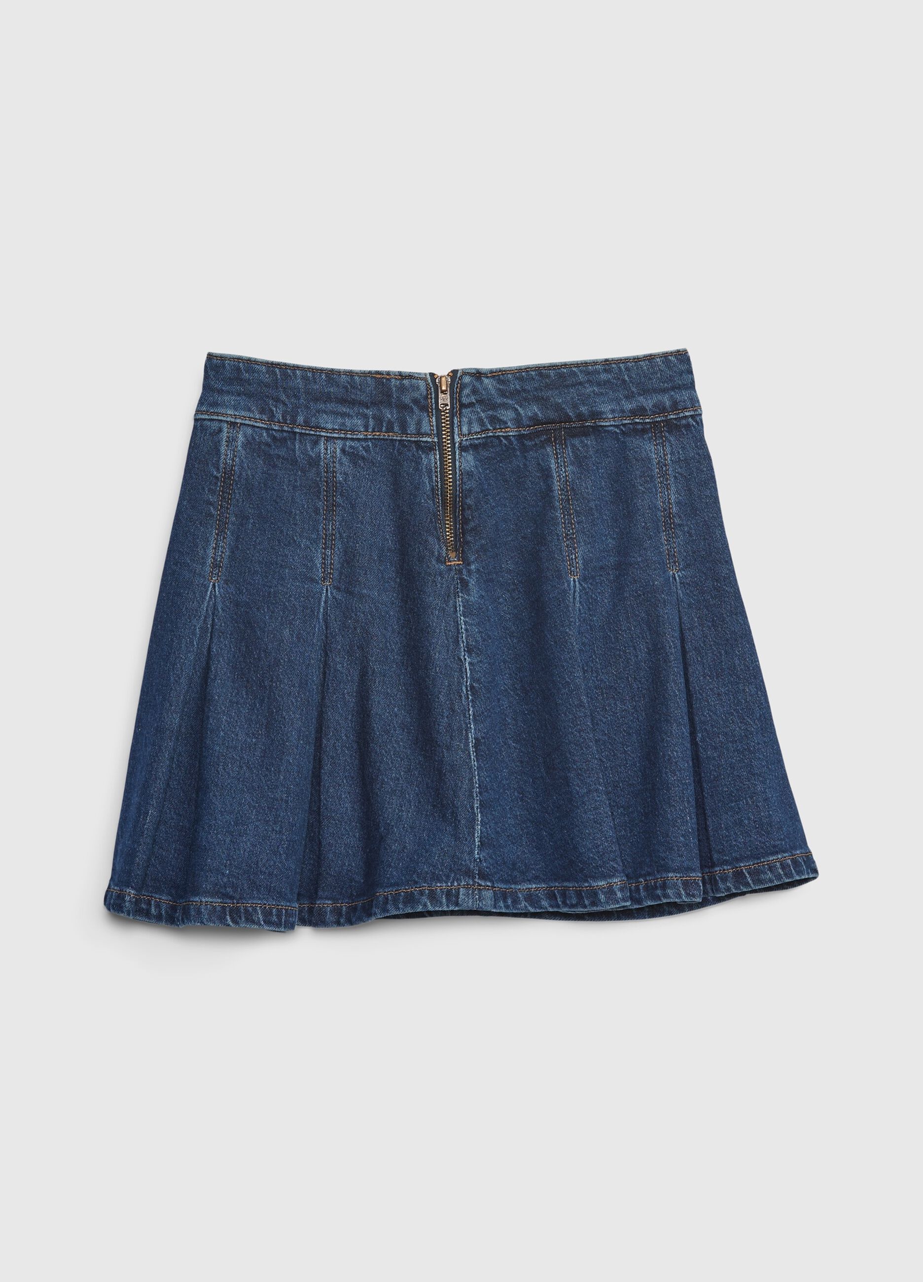 Pleated denim miniskirt_1