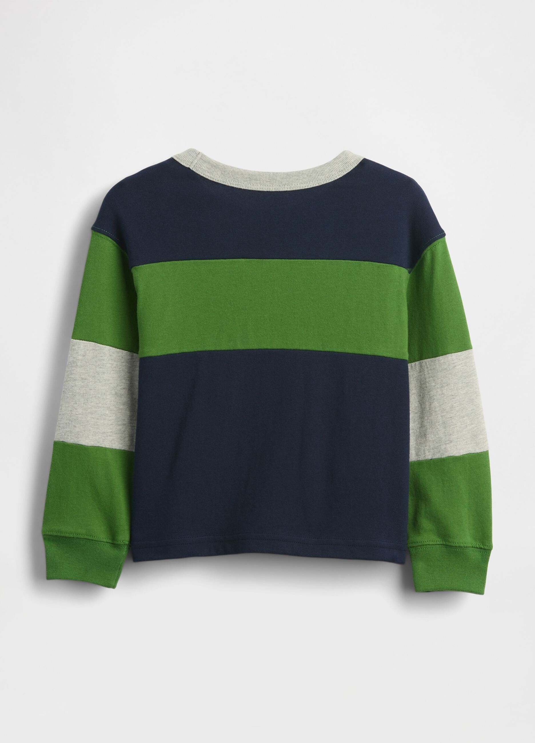 Maglia a righe blu e verde a maniche lunghe_1
